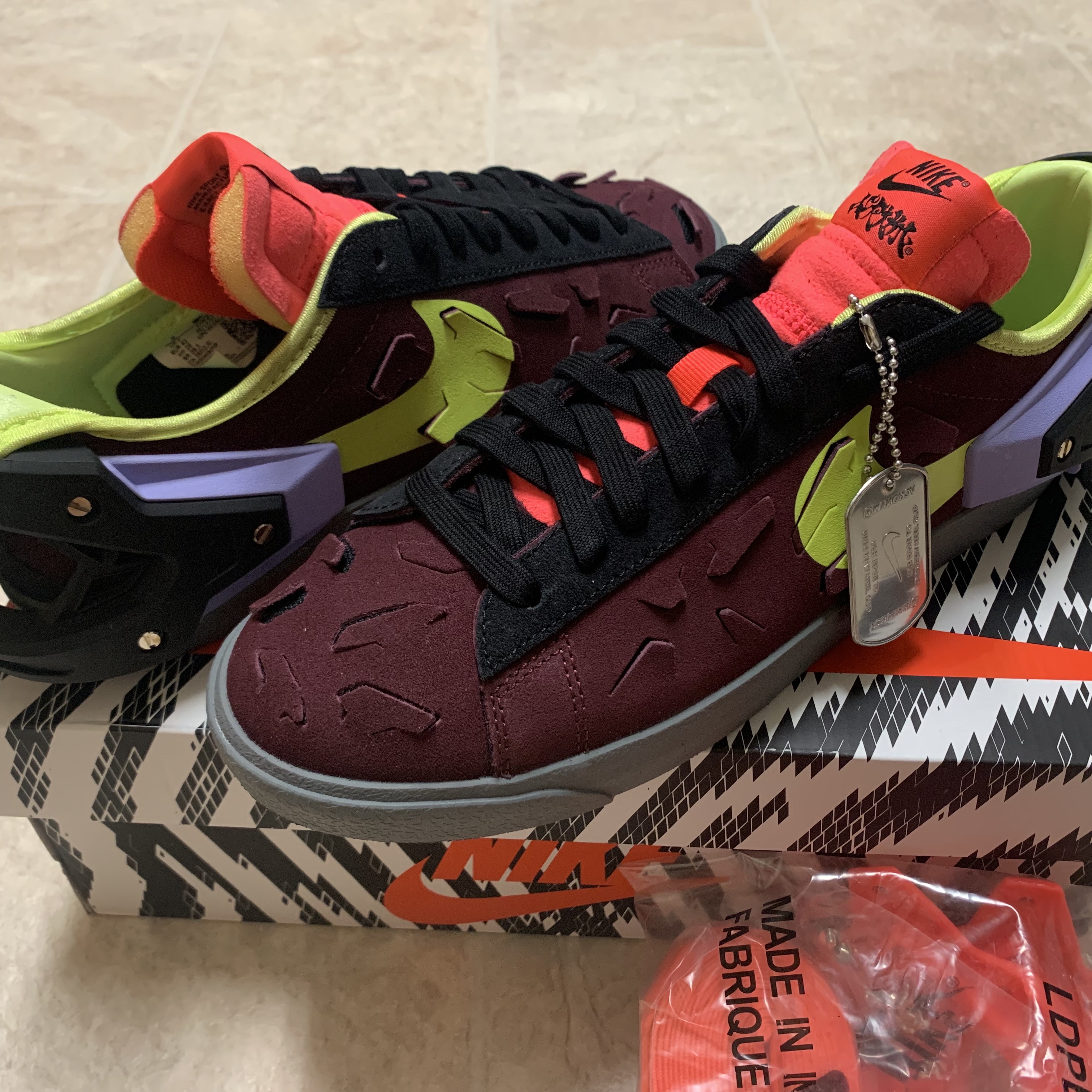 Nike x Acronym Blazer Low Night Maroon 착용 스타일