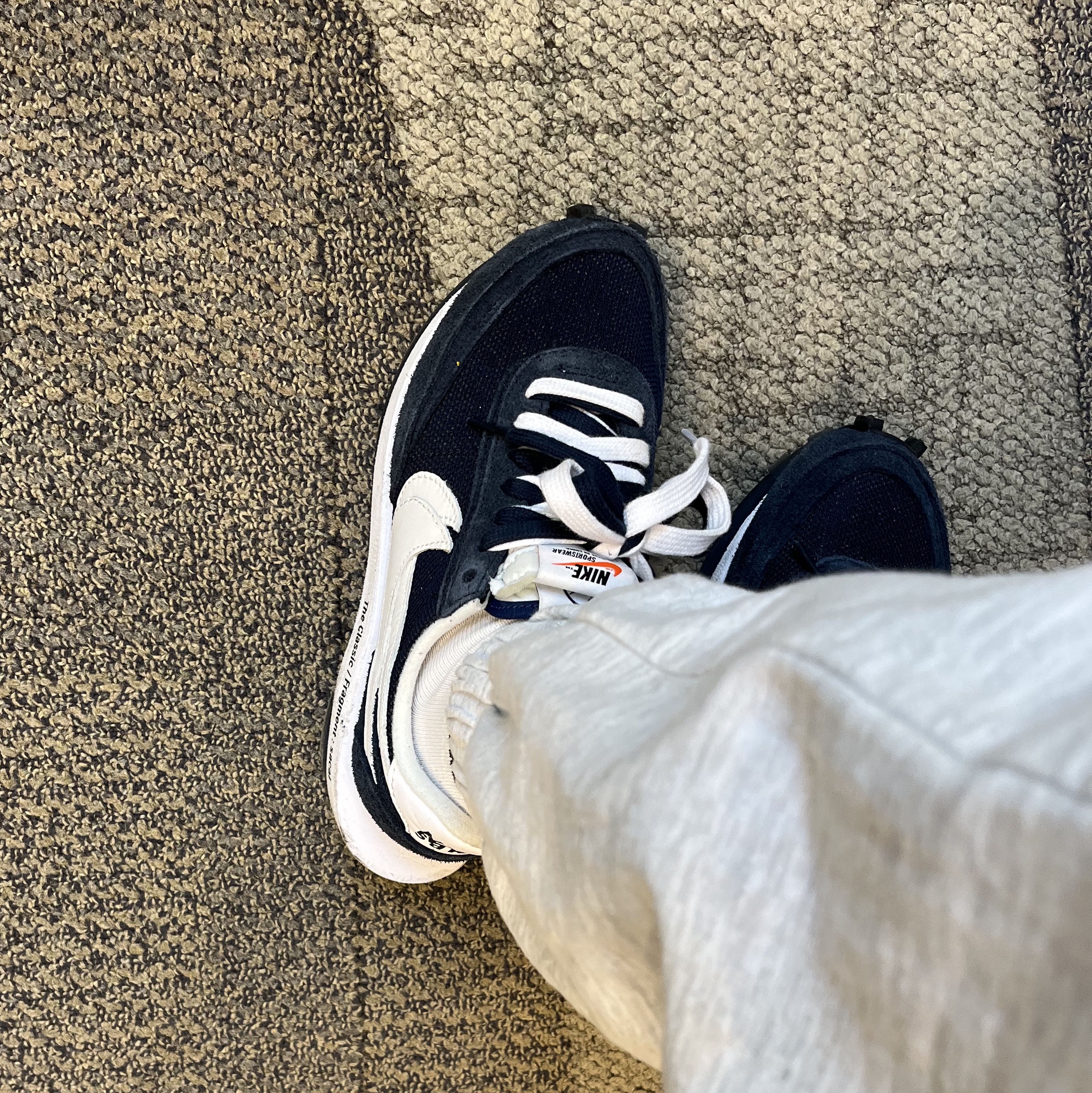 Nike x Sacai x Fragment LDWaffle Blackened Blue 착용 스타일 - 1