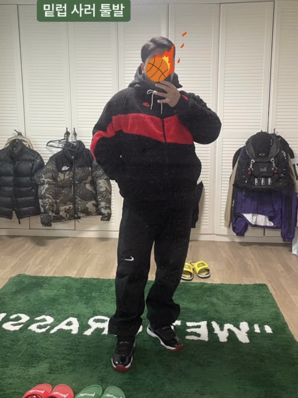 Nike Big Swoosh Full Zip Jacket Black Chili Red, Jordan 11 Retro Bred 2019 착용 스타일