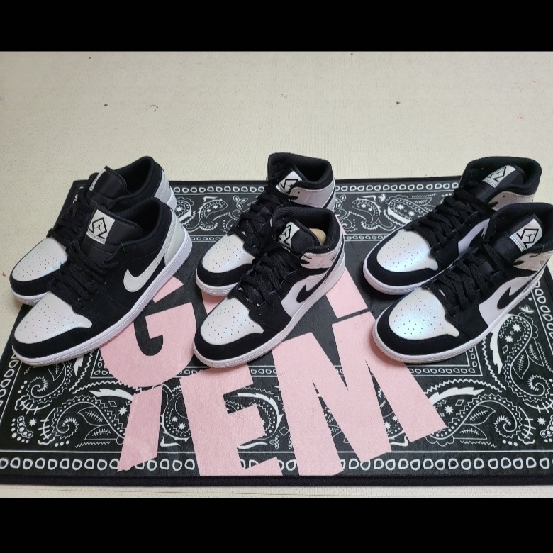 Jordan 1 Mid SE Diamond, (GS) Jordan 1 Mid SE Diamond 착용 스타일 - 2