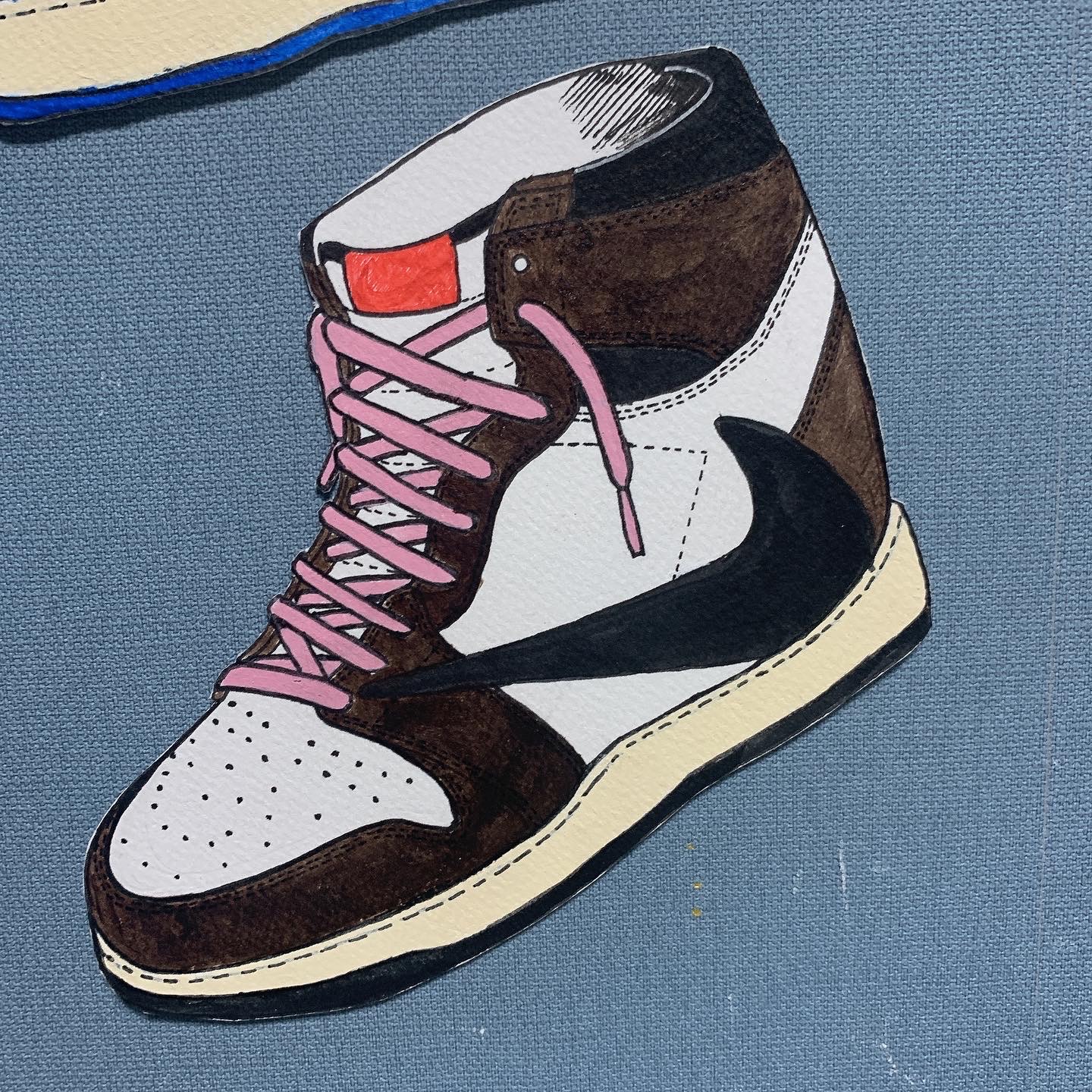 Jordan 1 x Travis Scott x Fragment Retro Low OG SP Military Blue, Jordan 1 x Travis Scott Retro High OG SP Mocha 착용 스타일 - 4