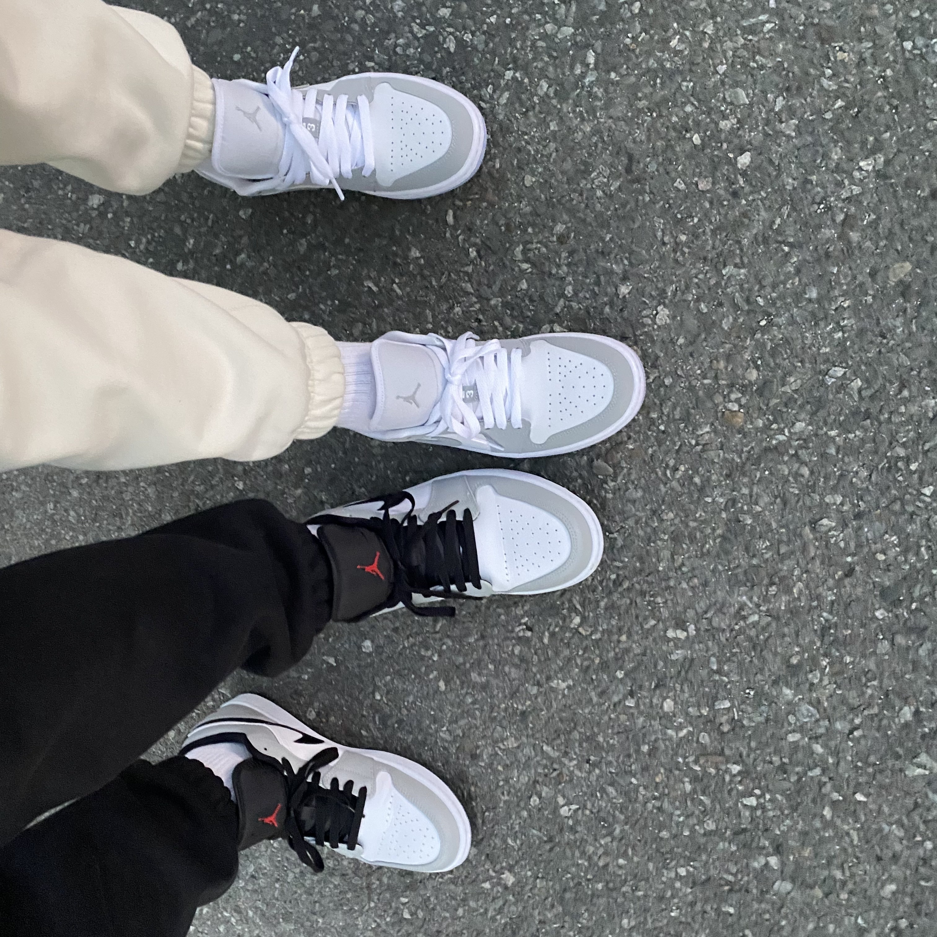 Jordan 1 Low Light Smoke Grey, (W) Jordan 1 Low White Wolf Grey 착용 스타일