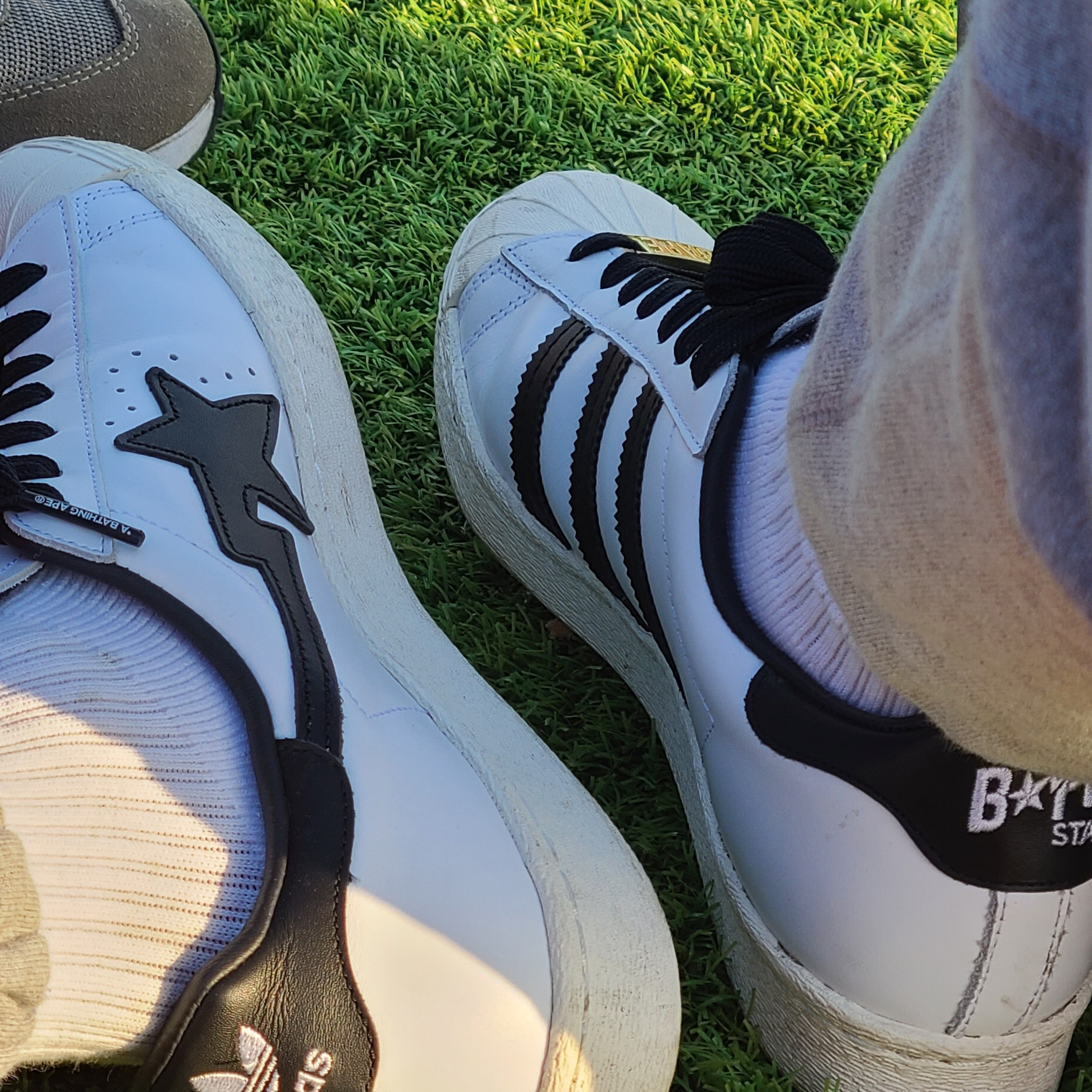 Adidas x BAPE Superstar 80s White Black 착용 스타일