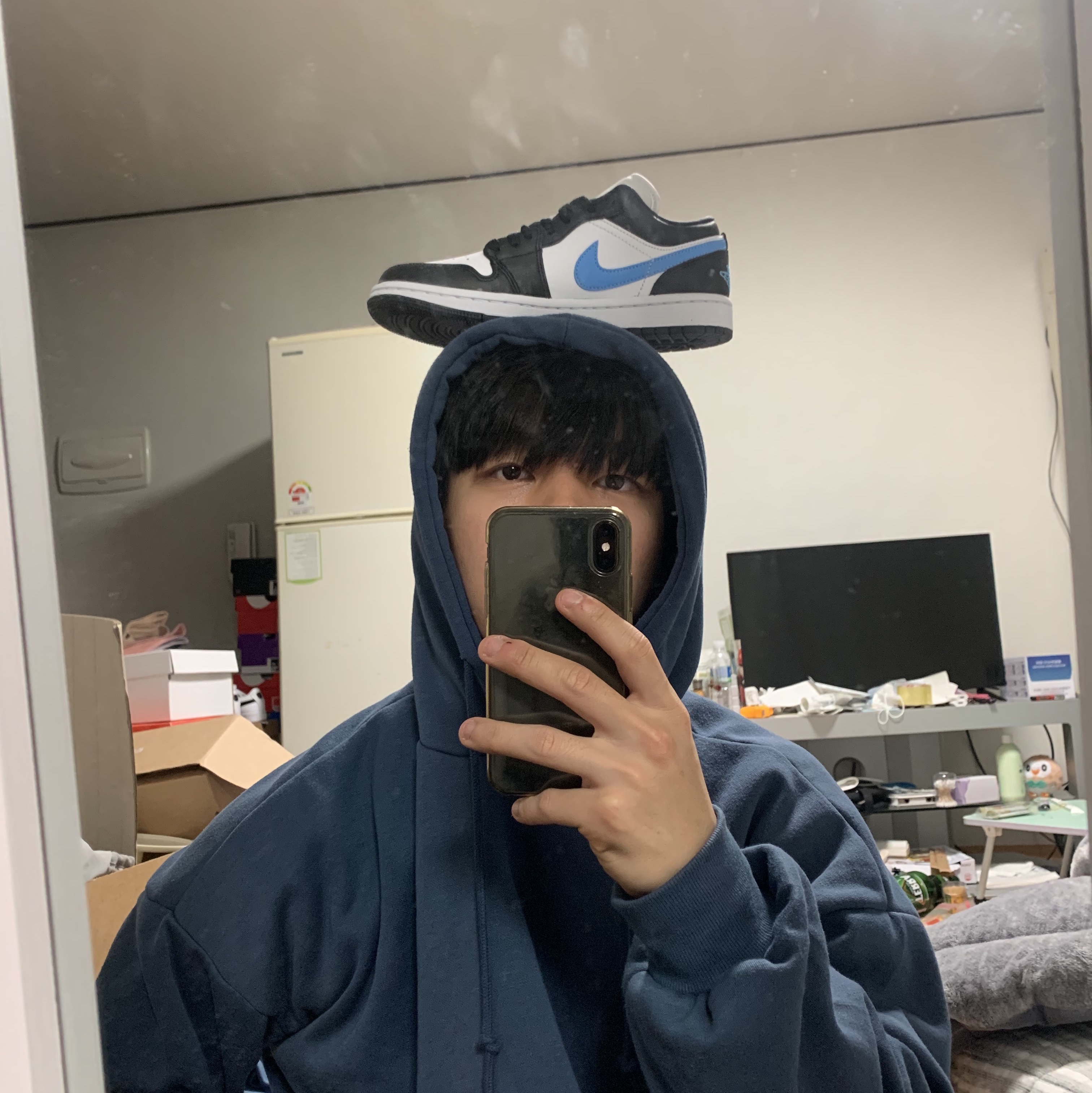 (W) Jordan 1 Low Black University Blue 착용 스타일