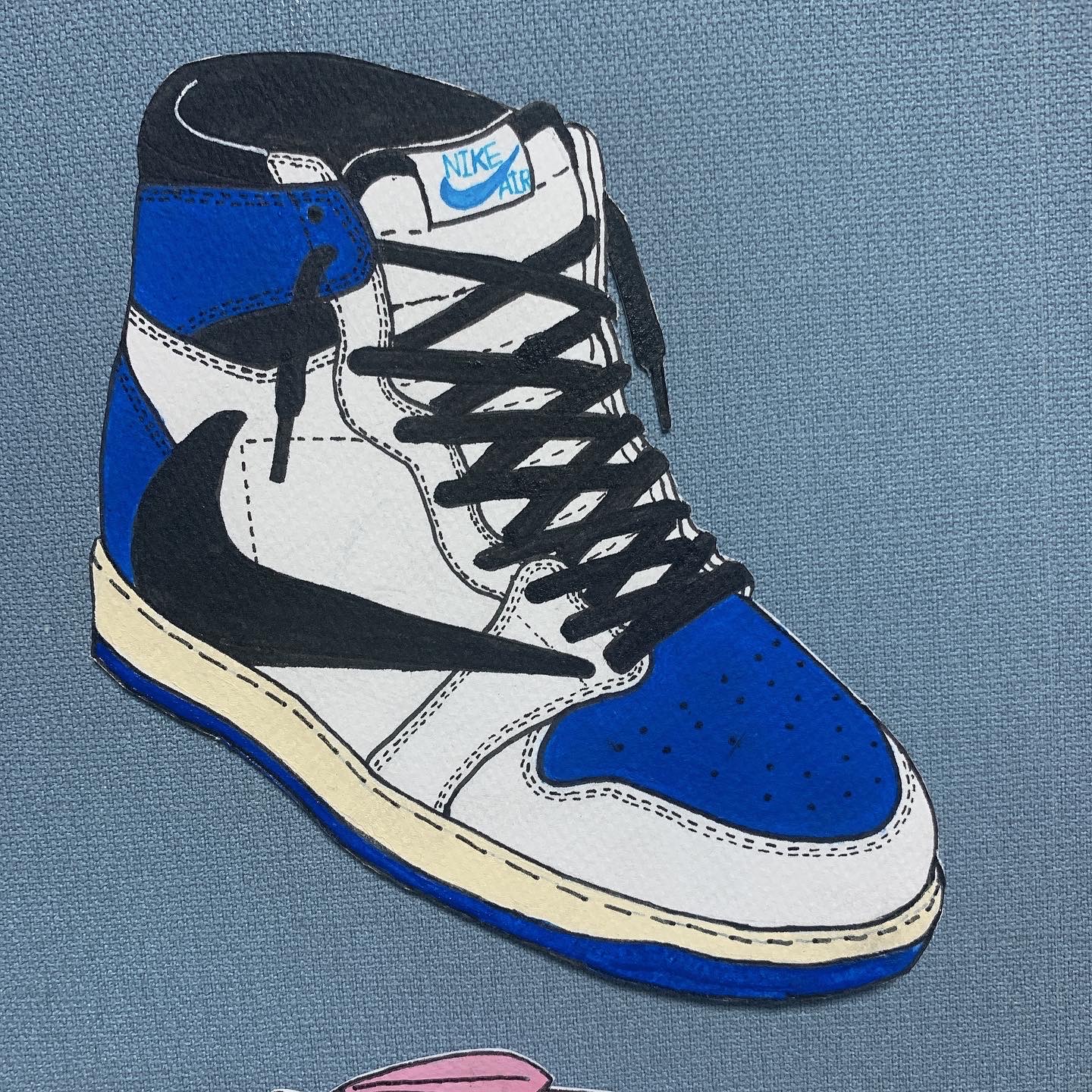 Jordan 1 x Travis Scott x Fragment Retro Low OG SP Military Blue, Jordan 1 x Travis Scott Retro High OG SP Mocha 착용 스타일 - 2
