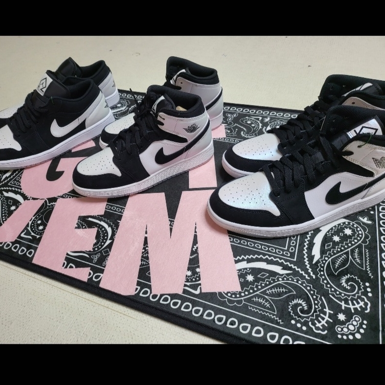 Jordan 1 Mid SE Diamond, (GS) Jordan 1 Mid SE Diamond 착용 스타일 - 1