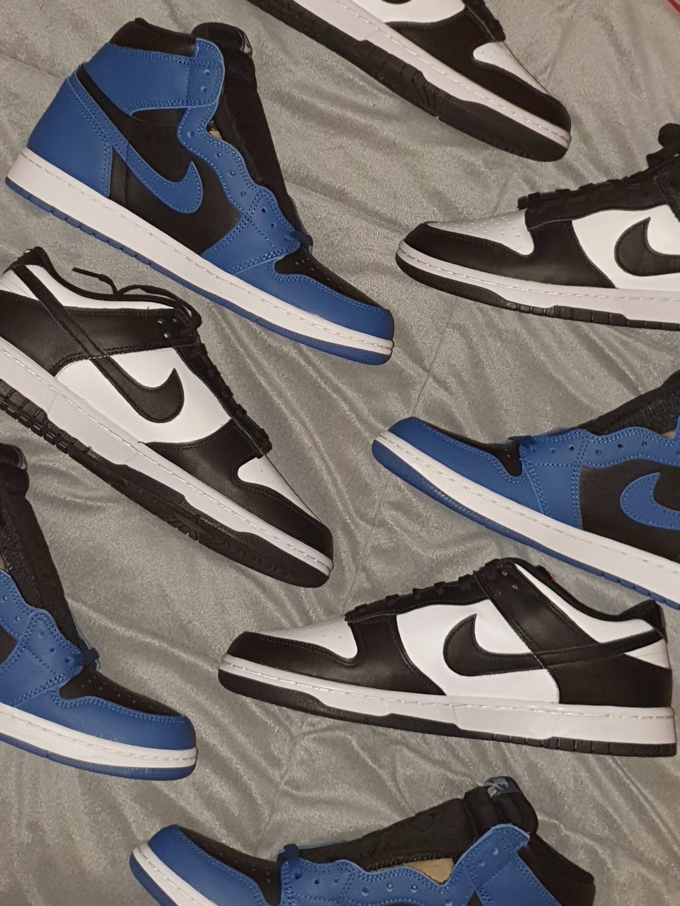 Jordan 1 Retro High OG Dark Marina Blue, Nike Dunk Low Retro Black 착용 스타일