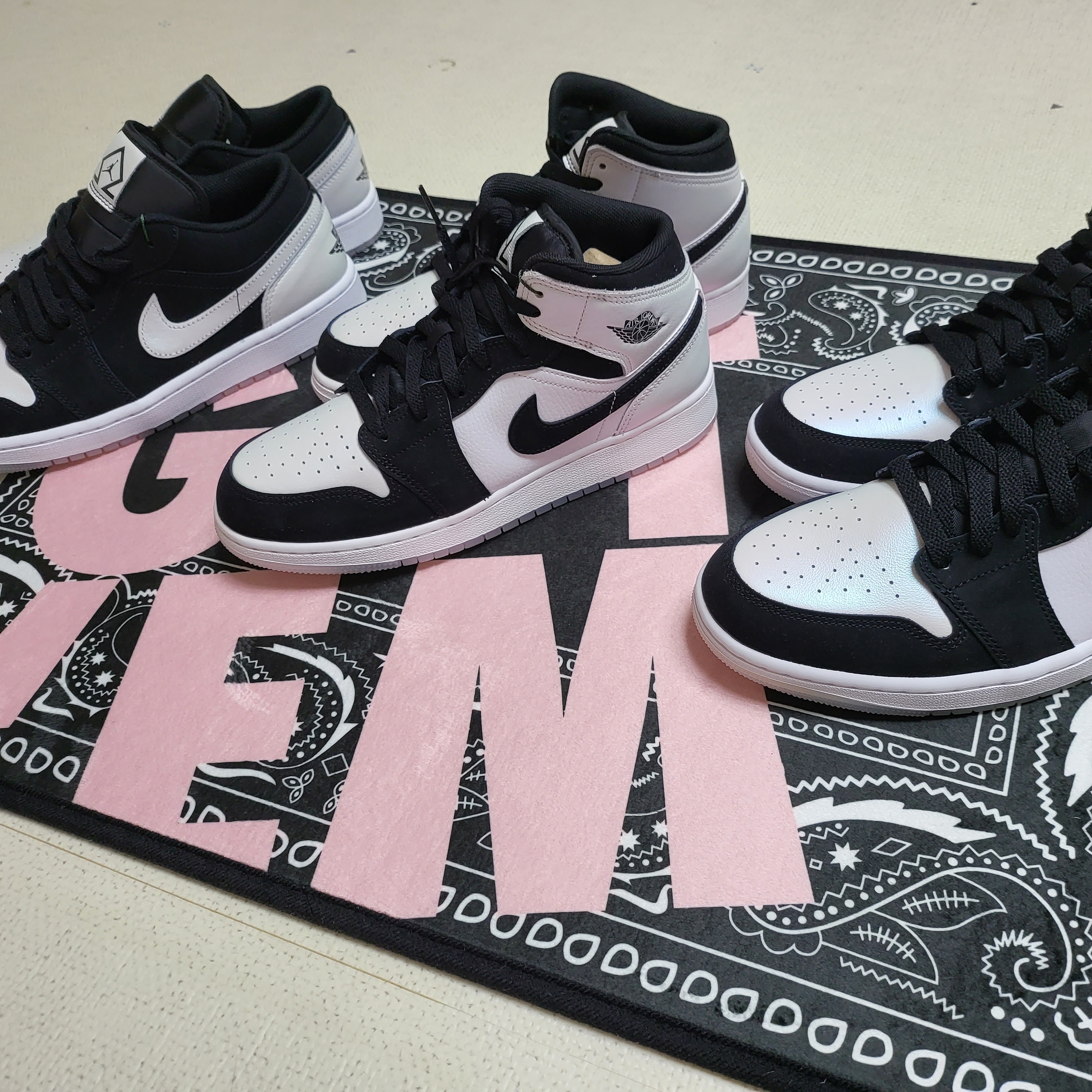 Jordan 1 Mid SE Diamond, (GS) Jordan 1 Mid SE Diamond 착용 스타일 - 5