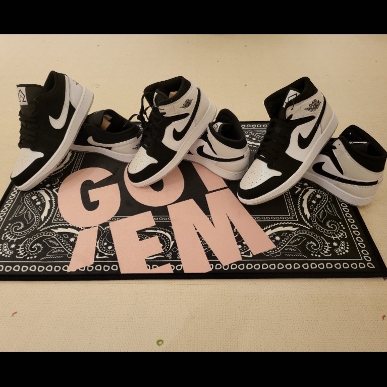 Jordan 1 Mid SE Diamond, (GS) Jordan 1 Mid SE Diamond 착용 스타일 - 3