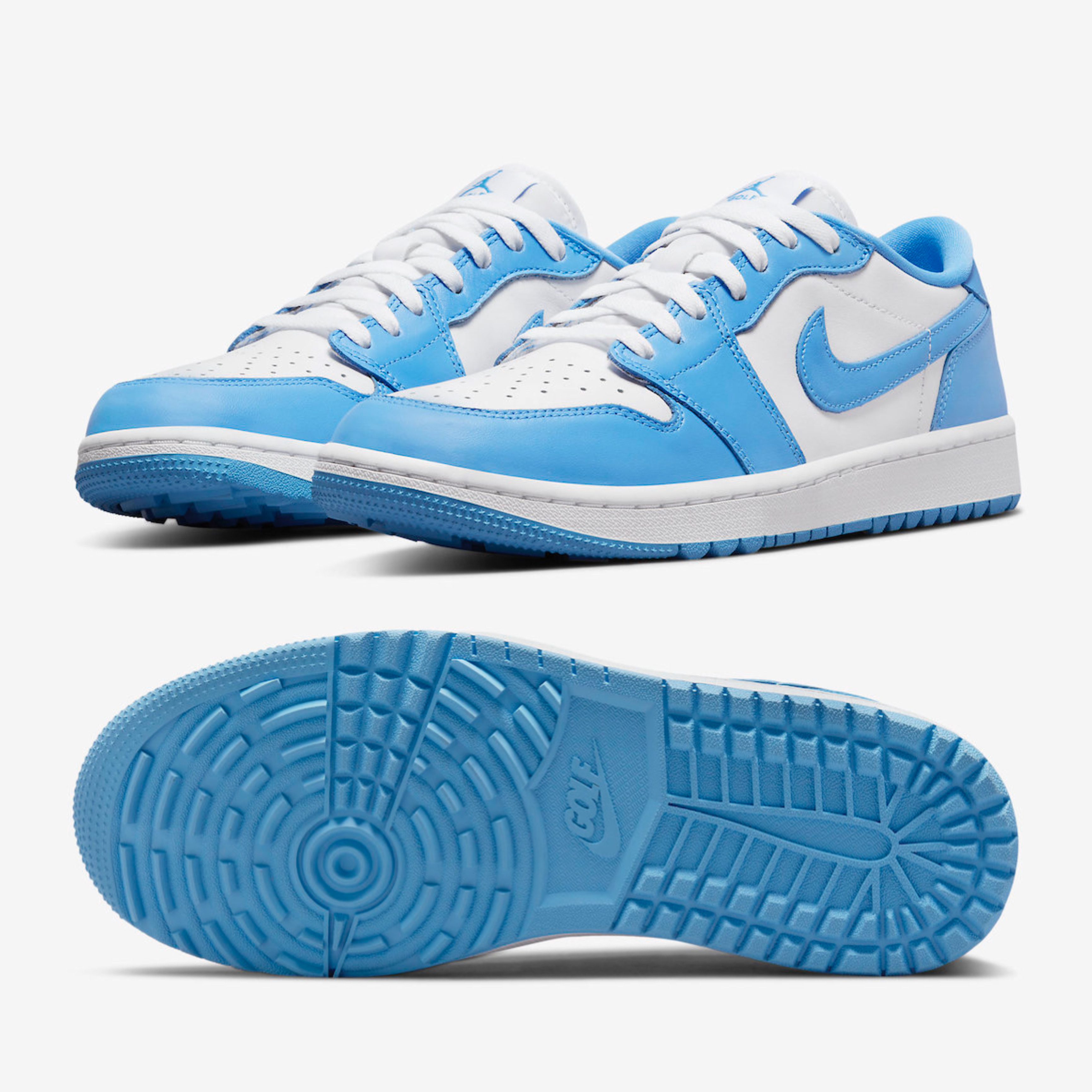 Jordan 1 Low Golf White and University Blue 착용 스타일 - 2
