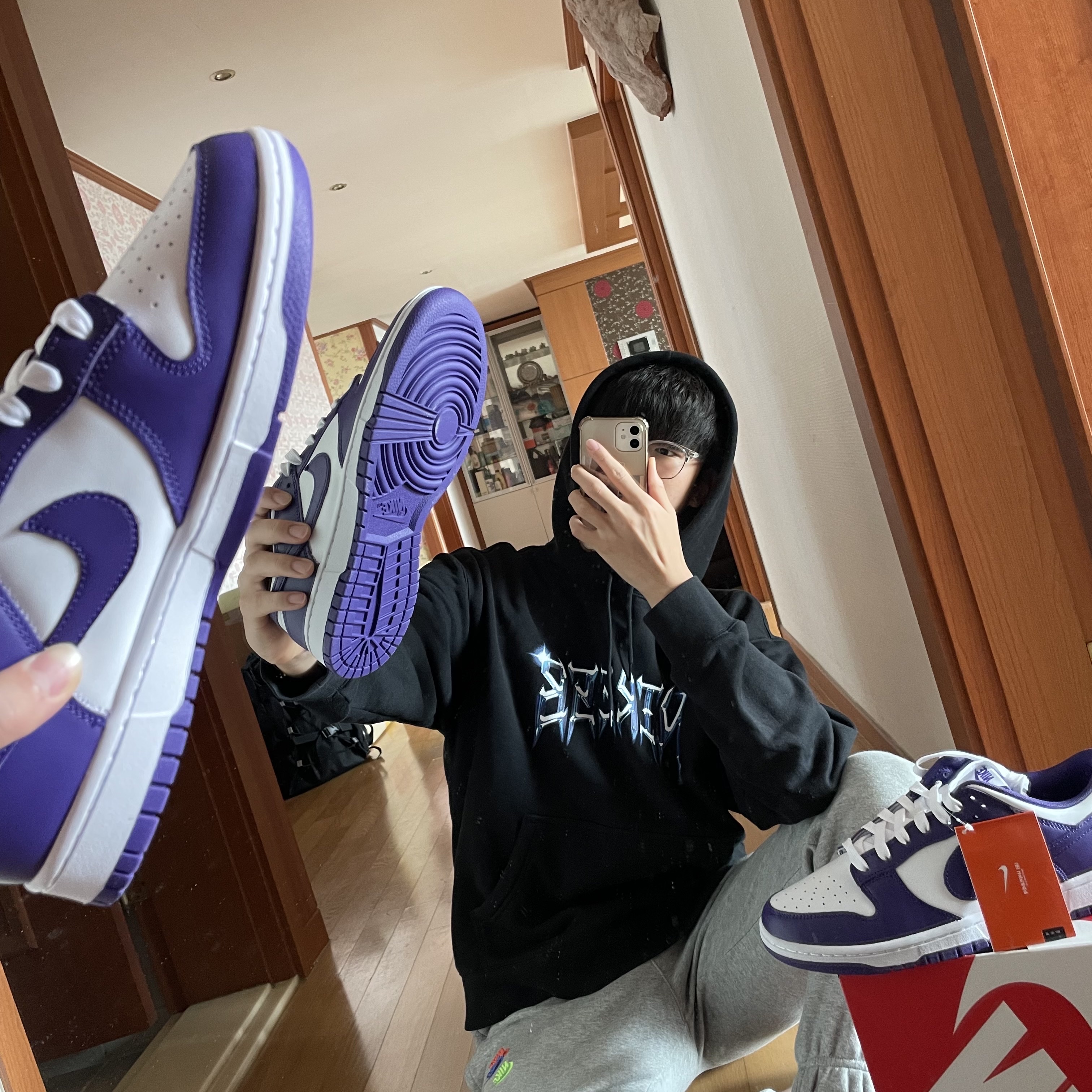 Nike Dunk Low Retro Championship Court Purple 착용 스타일 - 1