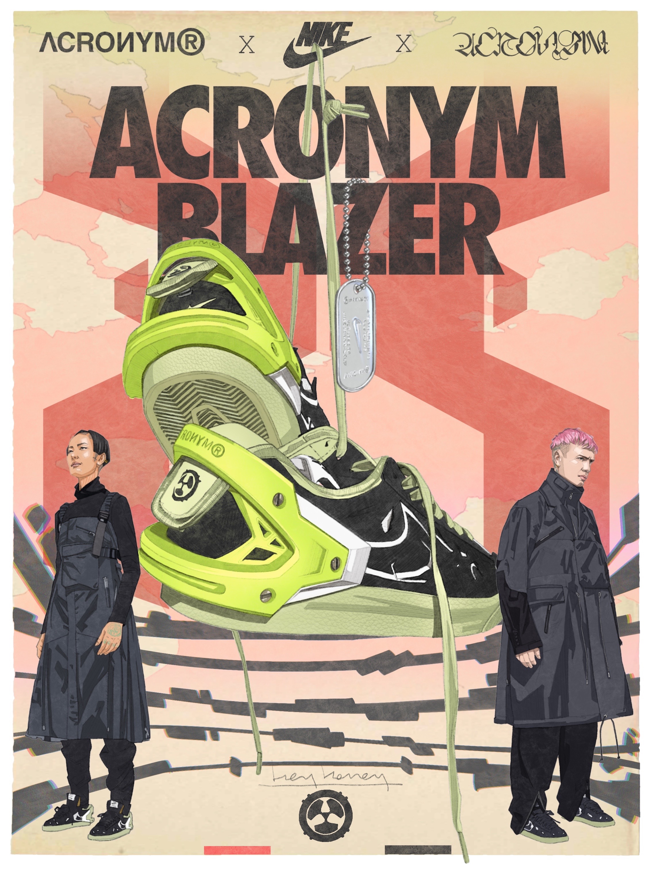 Nike x Acronym Blazer Low Black 착용 스타일 - 1