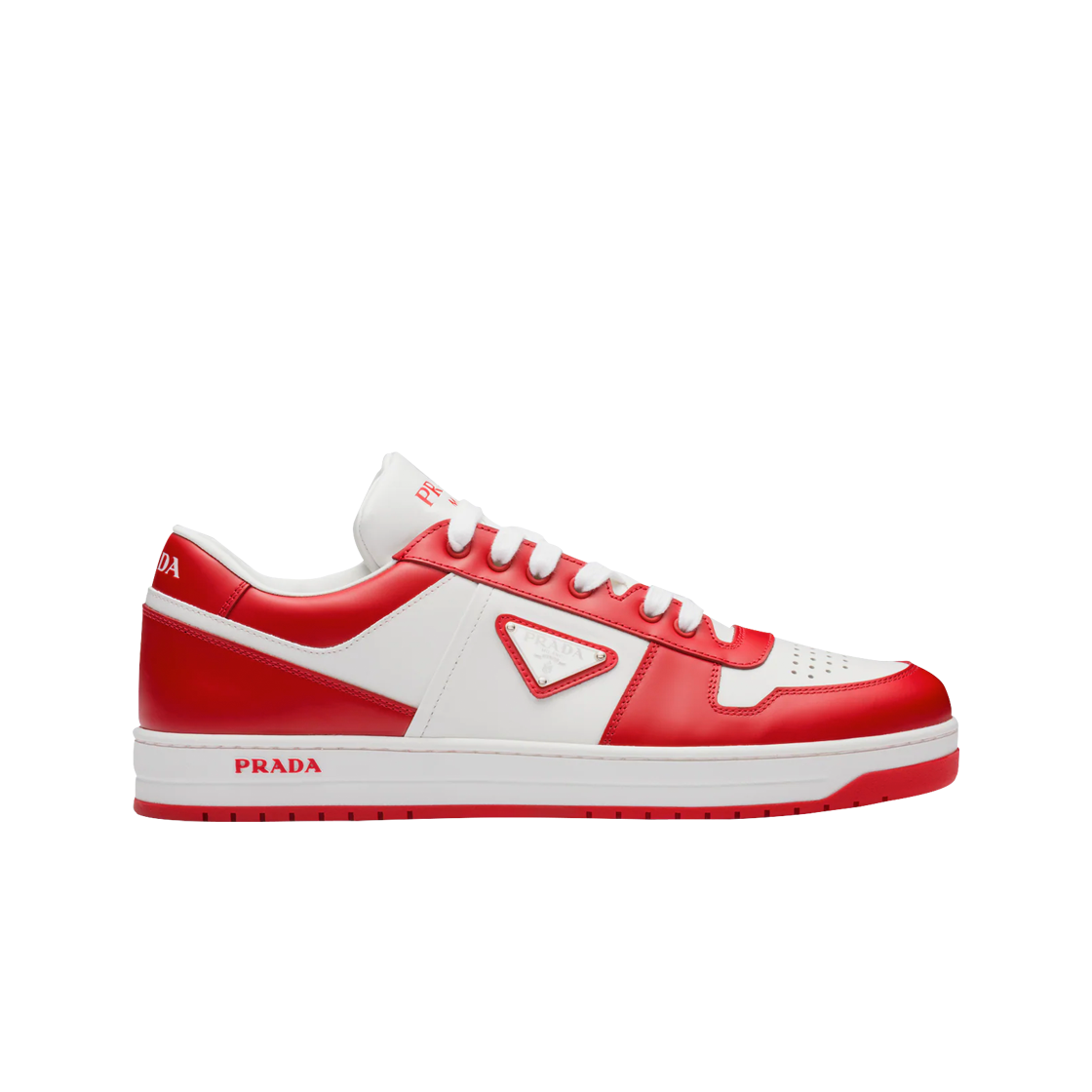 프라다 다운타운 레더 스니커즈 화이트 래커 레드(Prada Downtown Leather Sneakers White Lacquer Red)