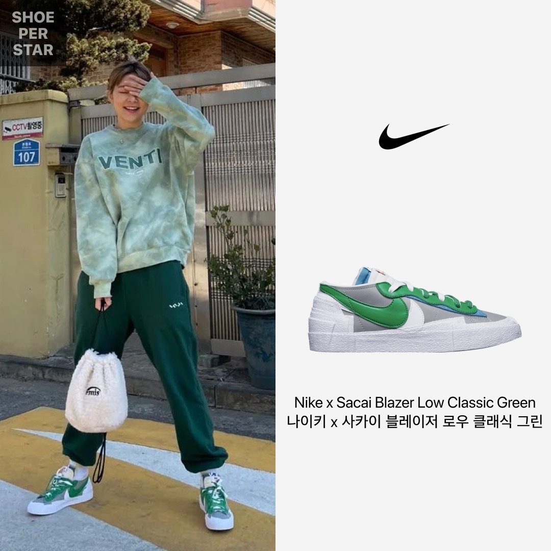Nike x Sacai Blazer Low Classic Green 착용 스타일 - 1