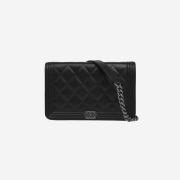 Chanel Boy Chanel Wallet On Chain Grained Calfskin & Ruthenium Black