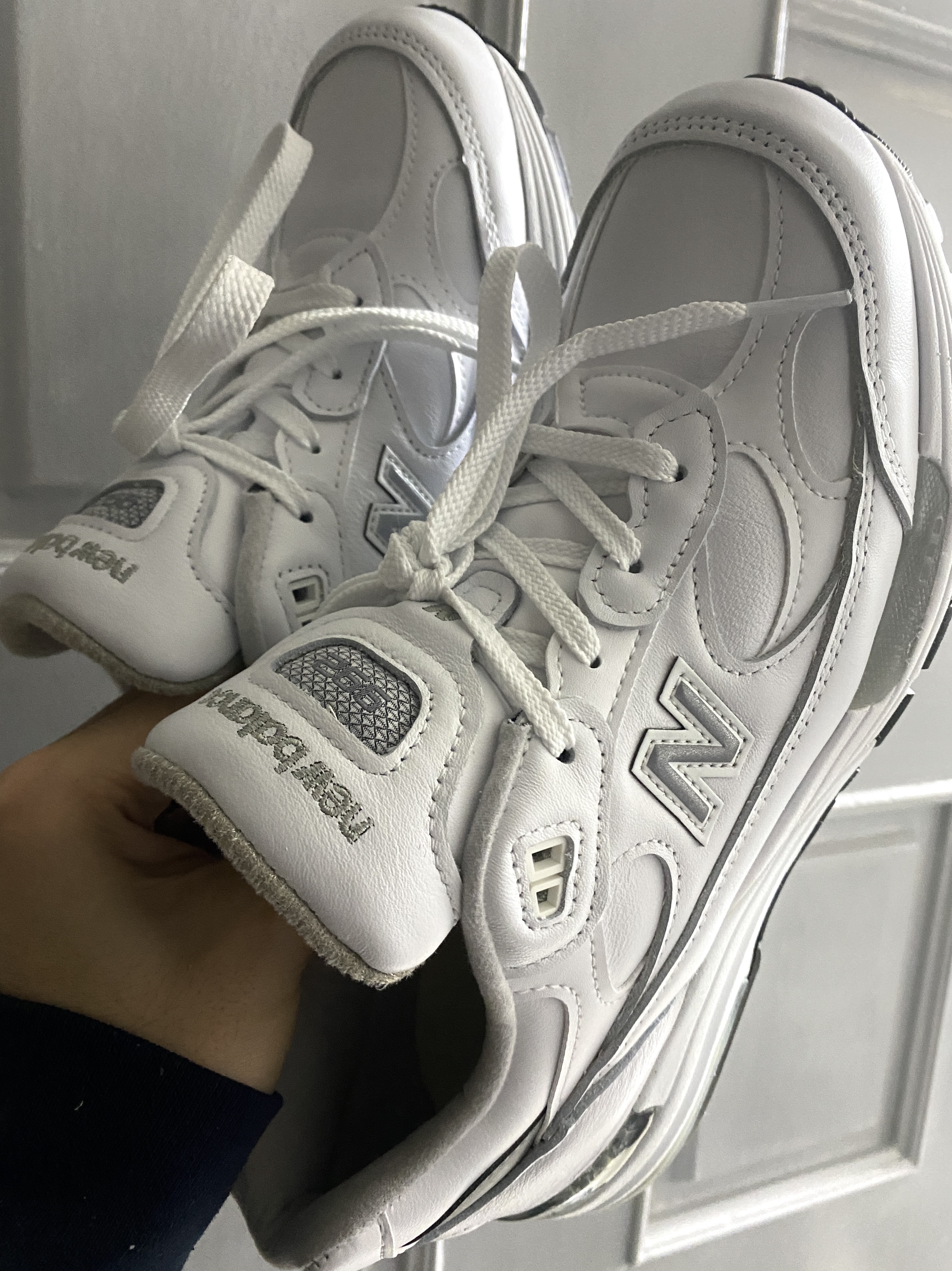 New Balance 992 Made in USA White Silver 착용 스타일