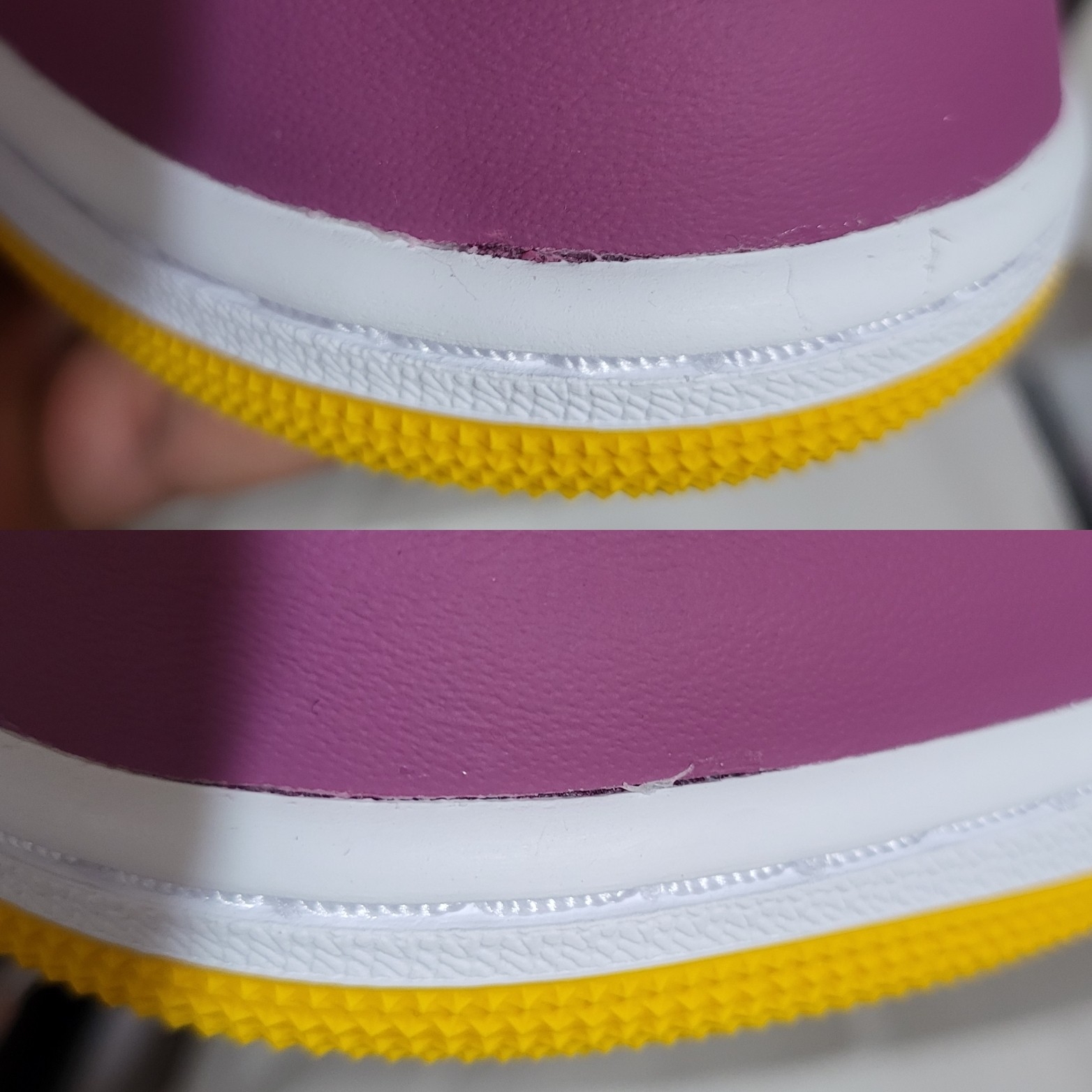 Jordan 1 Retro High OG University Gold Light Bordeaux 착용 스타일 - 1