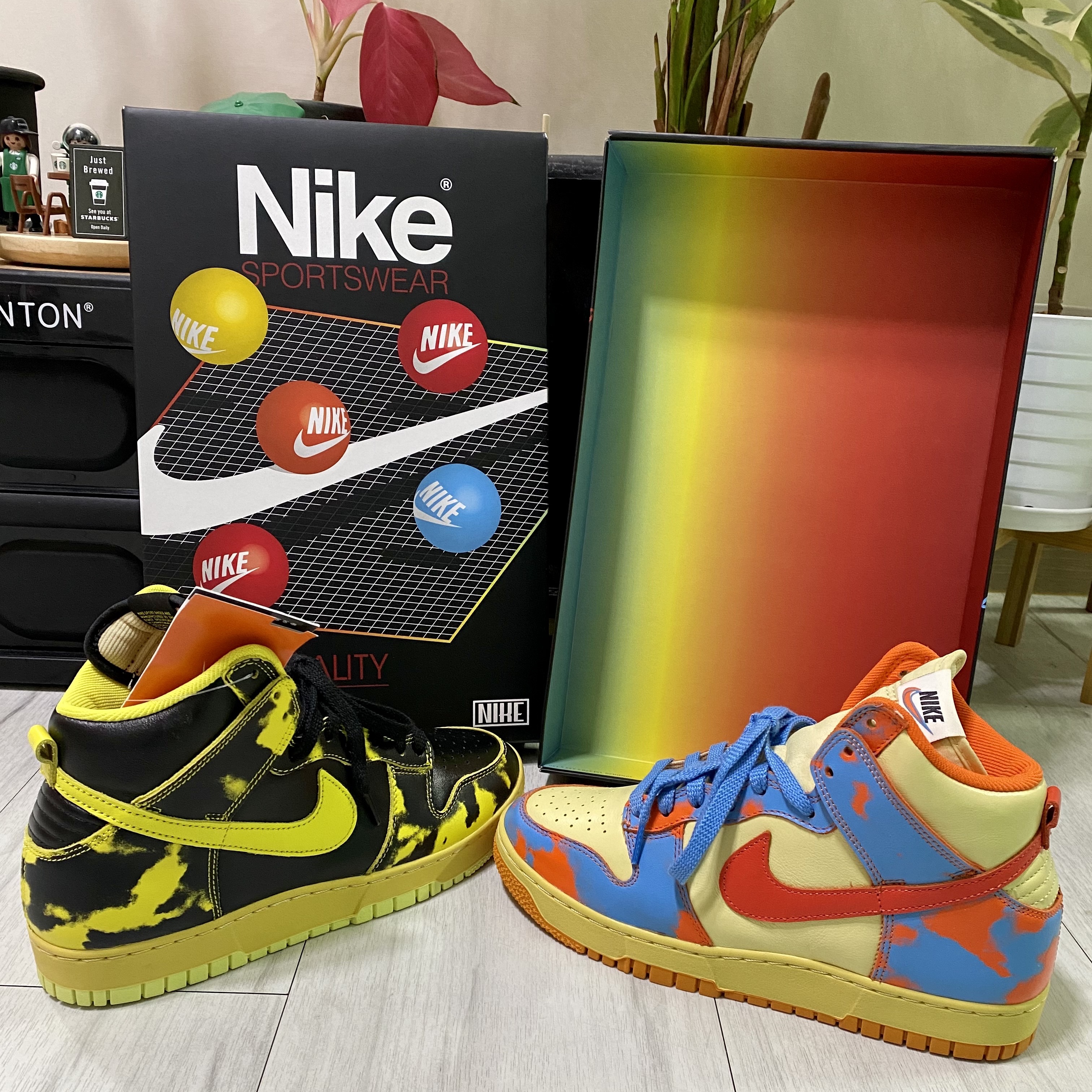 Nike Dunk High 1985 SP Yellow Acid Wash, Nike Dunk High 1985 SP Orange Acid Wash 착용 스타일 - 5