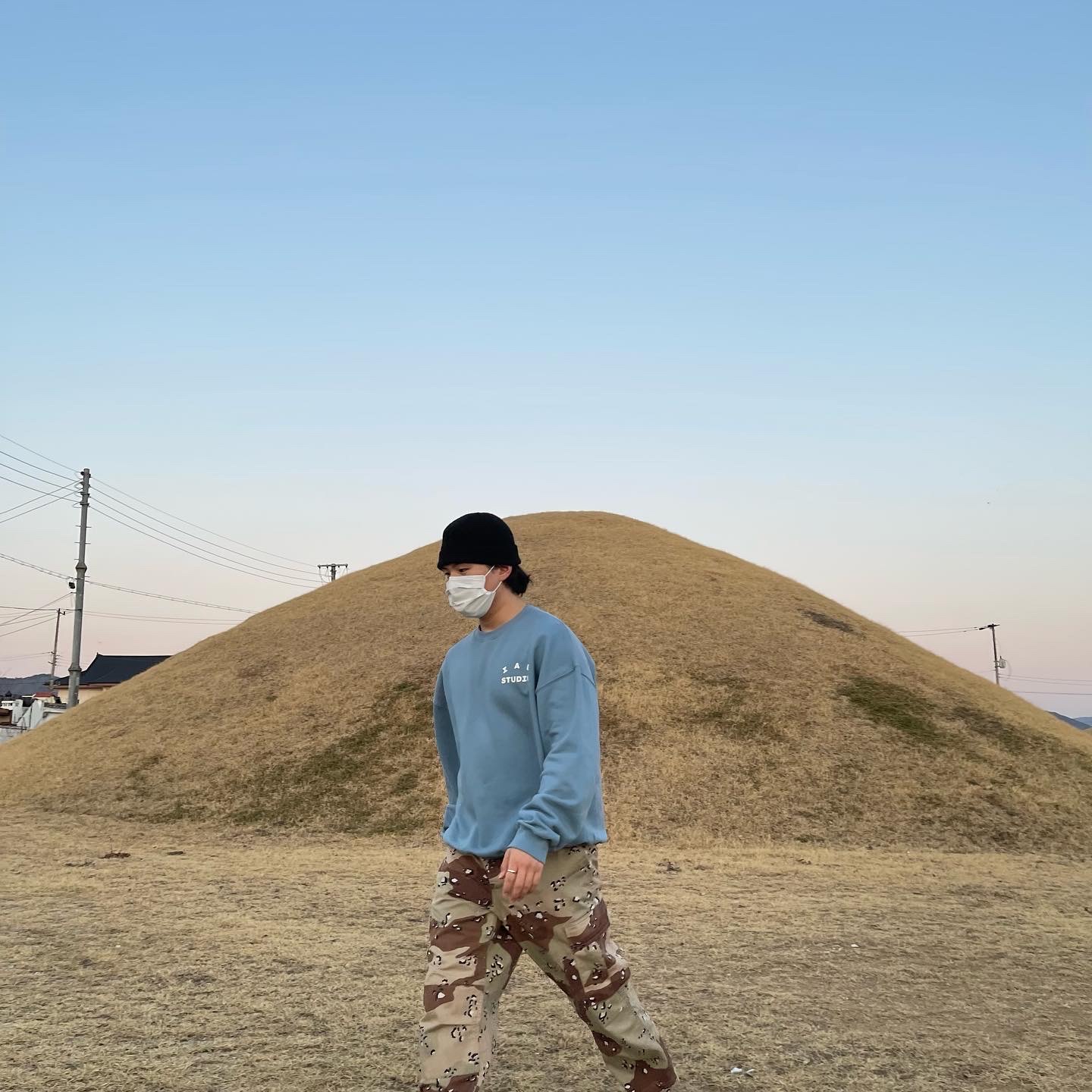IAB Studio Crewneck Sky Blue, Nike Air Force 1 '07 Low White 착용 스타일 - 2