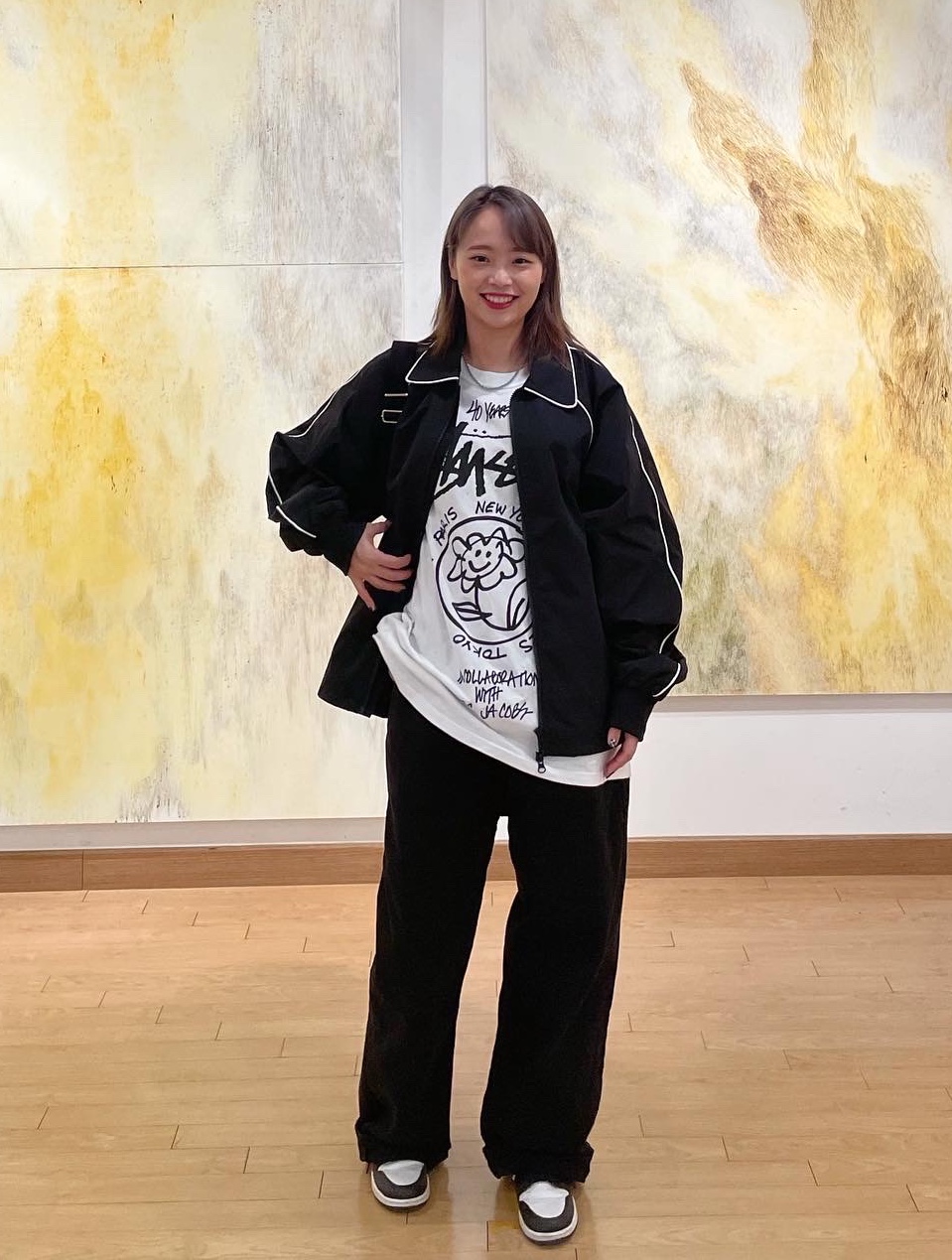Stussy x Marc Jacobs 40 WT T-Shirt, (GS) Jordan 1 Retro High OG Black White 2014 착용 스타일 - 5
