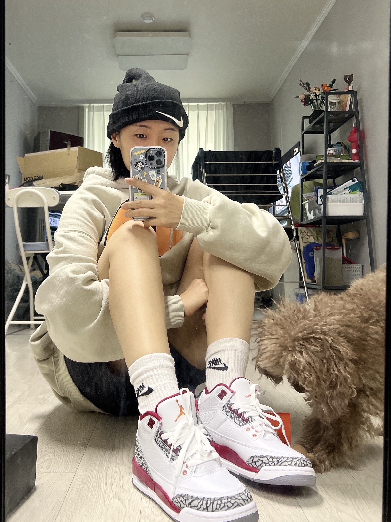 (GS) Jordan 3 Retro Cardinal Red 착용 스타일