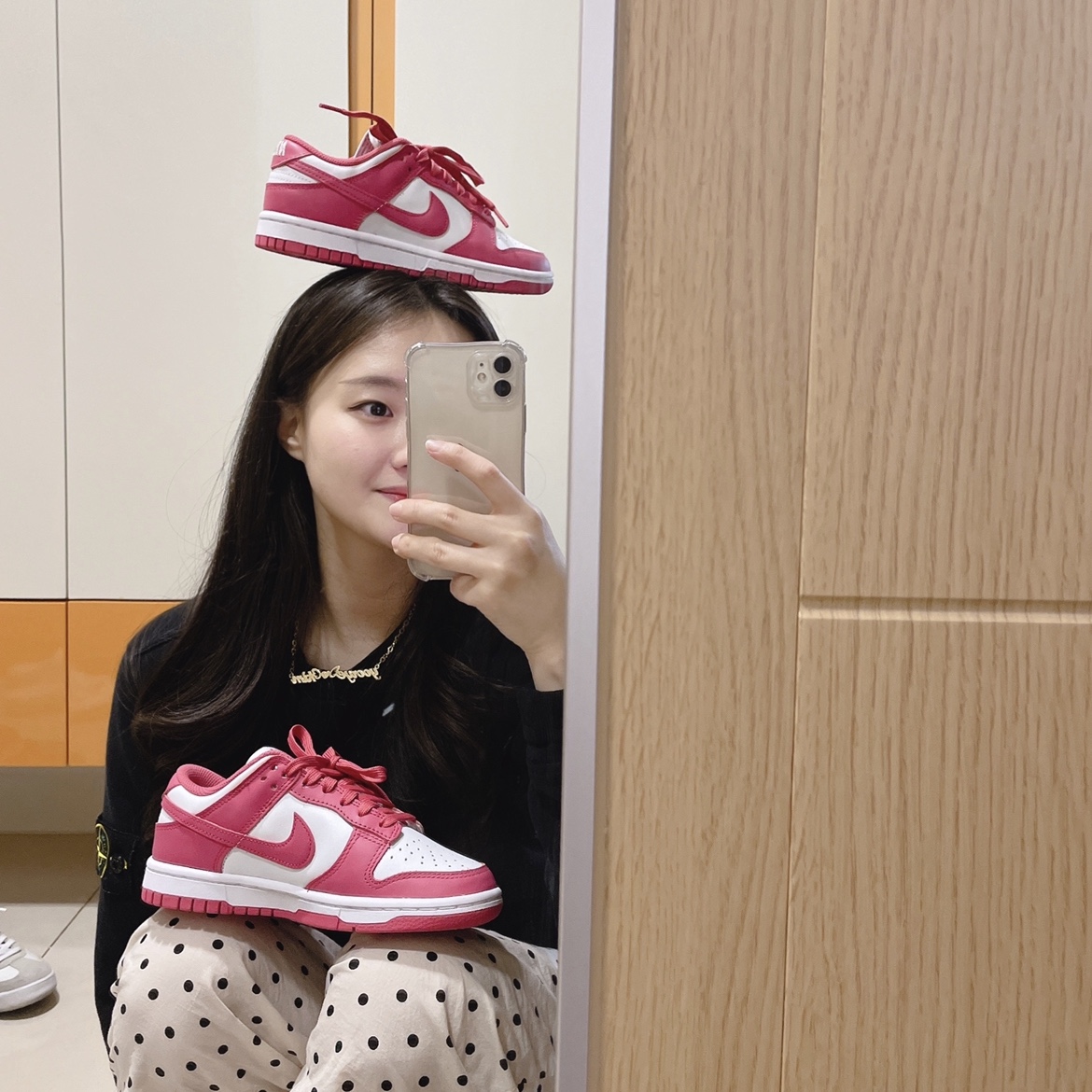 (W) Nike Dunk Low Archeo Pink 착용 스타일