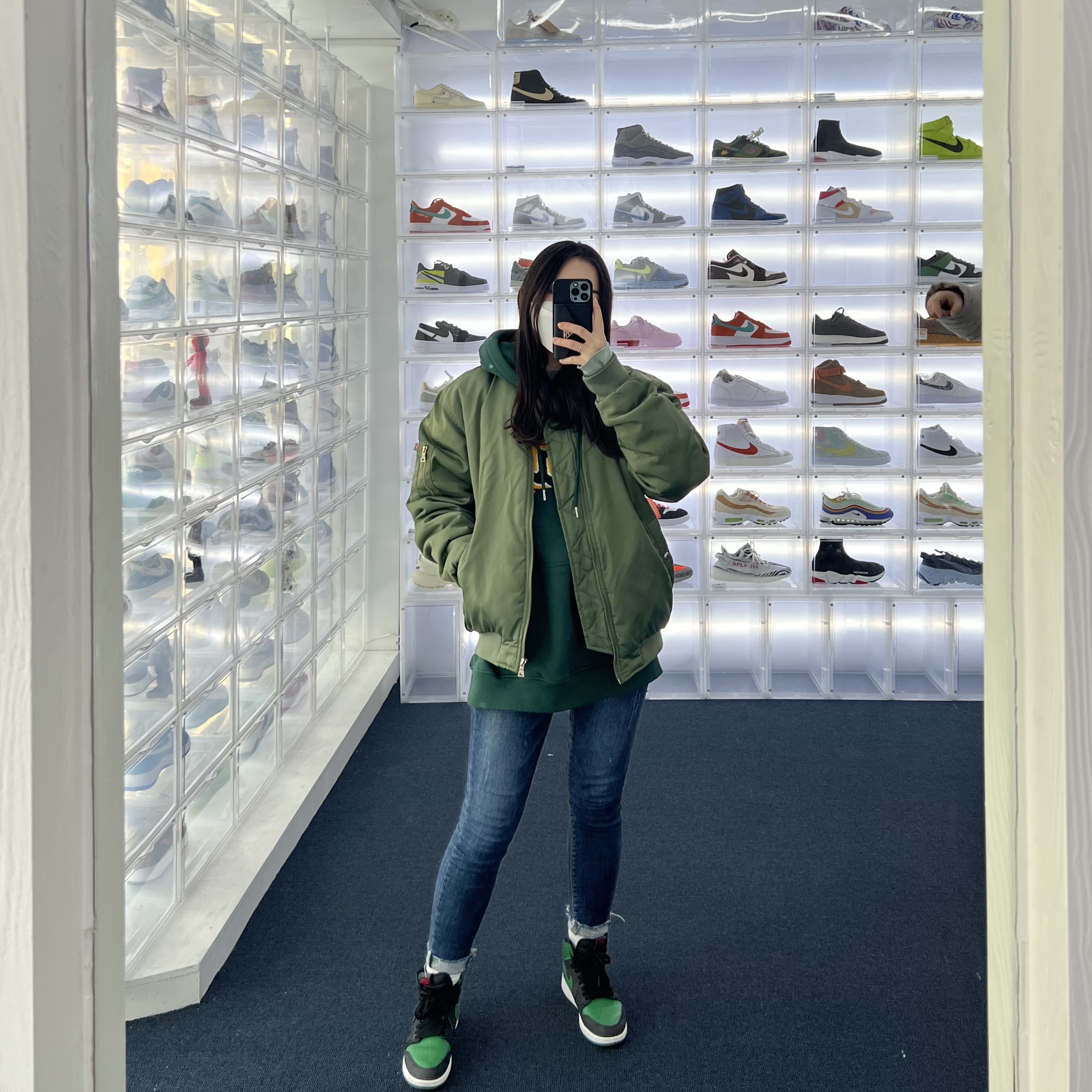 (GS) Jordan 1 Retro High OG Pine Green Black 착용 스타일