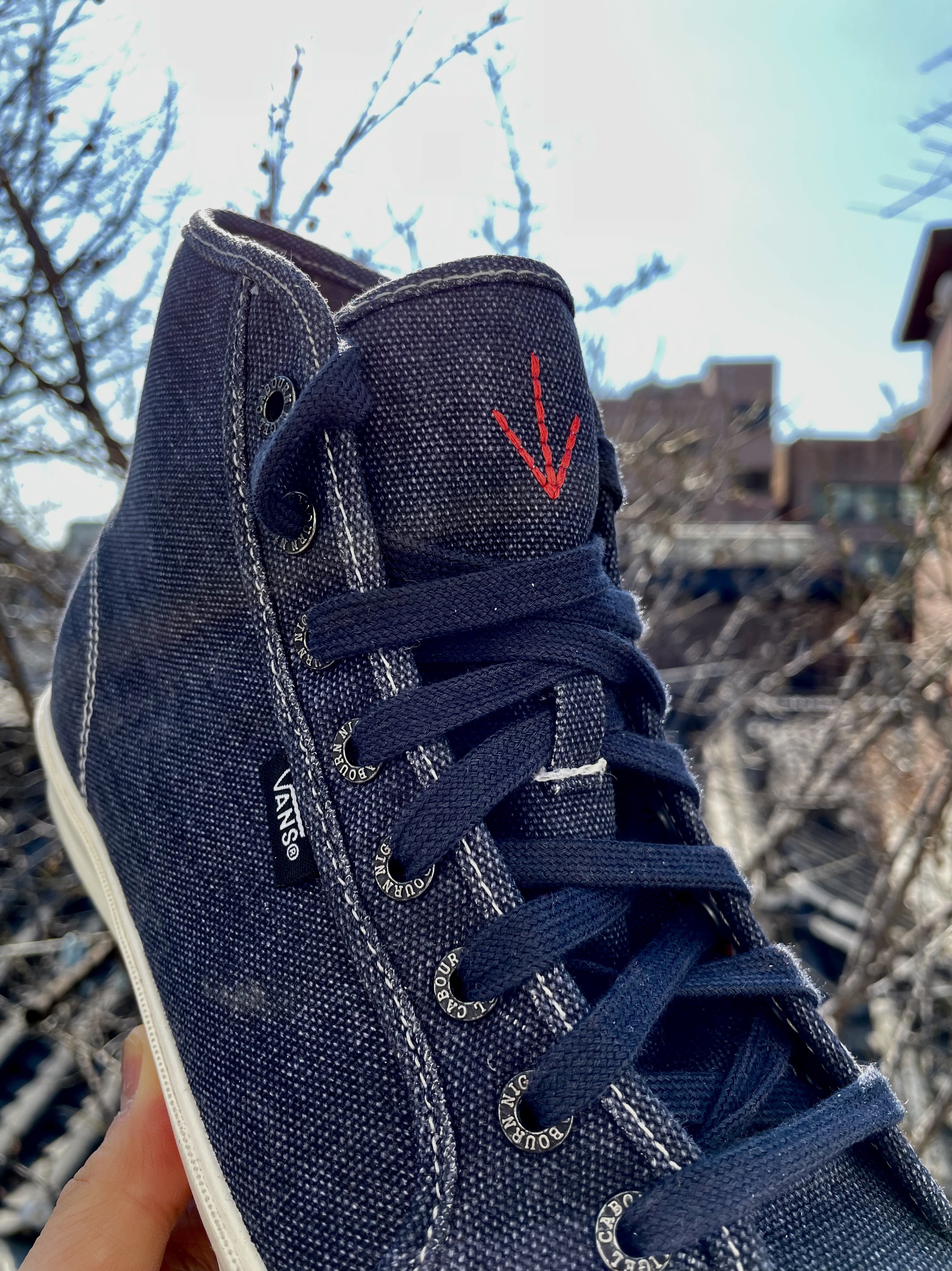 Vans Vault x Nigel Cabourn OG Style 24 LX Black Navy 착용 스타일 - 4