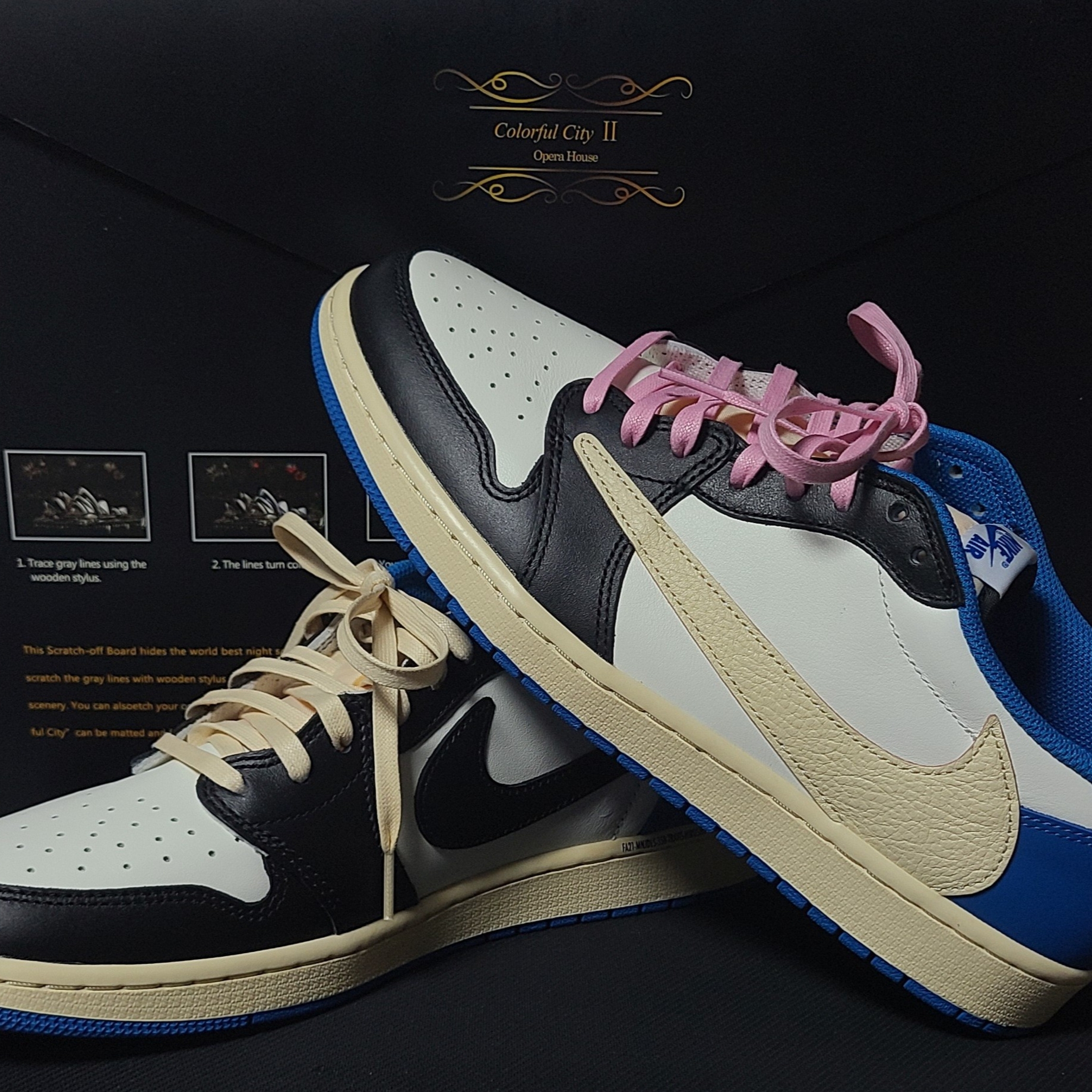 Jordan 1 x Travis Scott x Fragment Retro Low OG SP Military Blue 착용 스타일