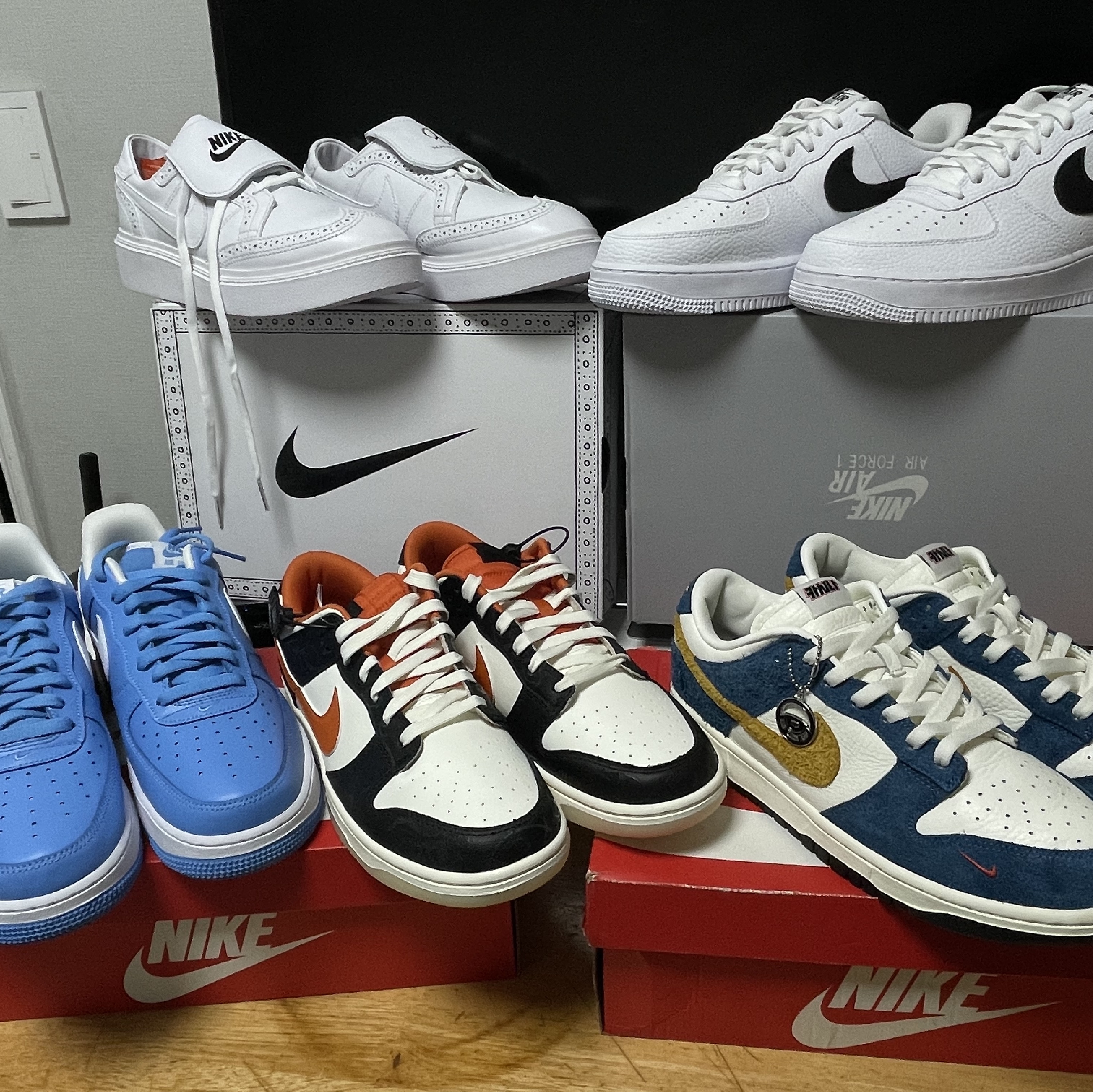 Nike Air Force 1 '07 Low University Blue, Nike Dunk Low Retro PRM Halloween 착용 스타일