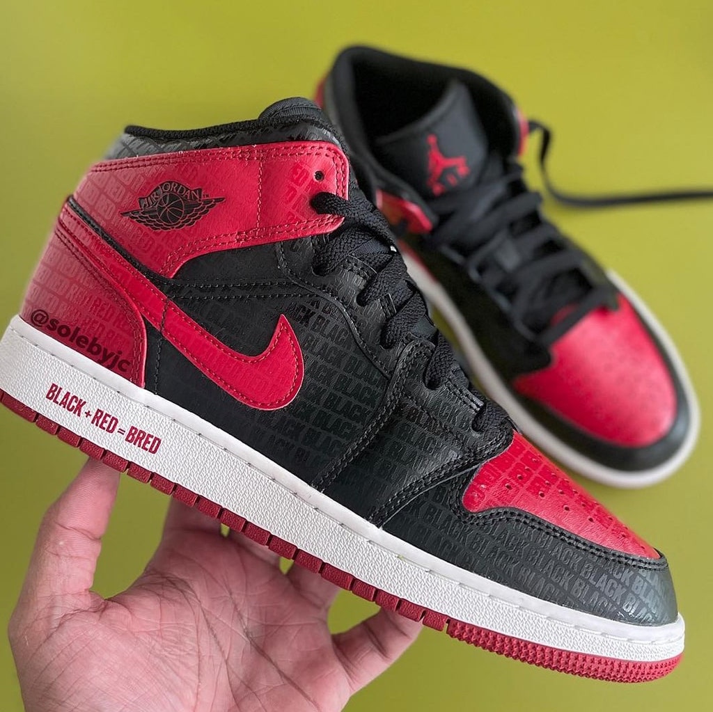 Jordan 1 Mid Bred Banned 2020, (GS) Jordan 1 Mid Bred Banned 2020 착용 스타일 - 2