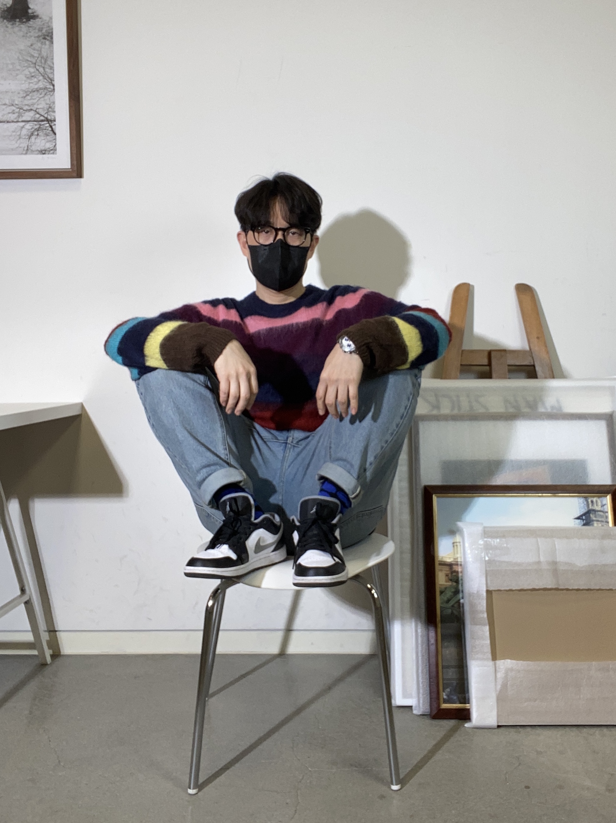 Jordan 1 Low Black Particle Grey 착용 스타일