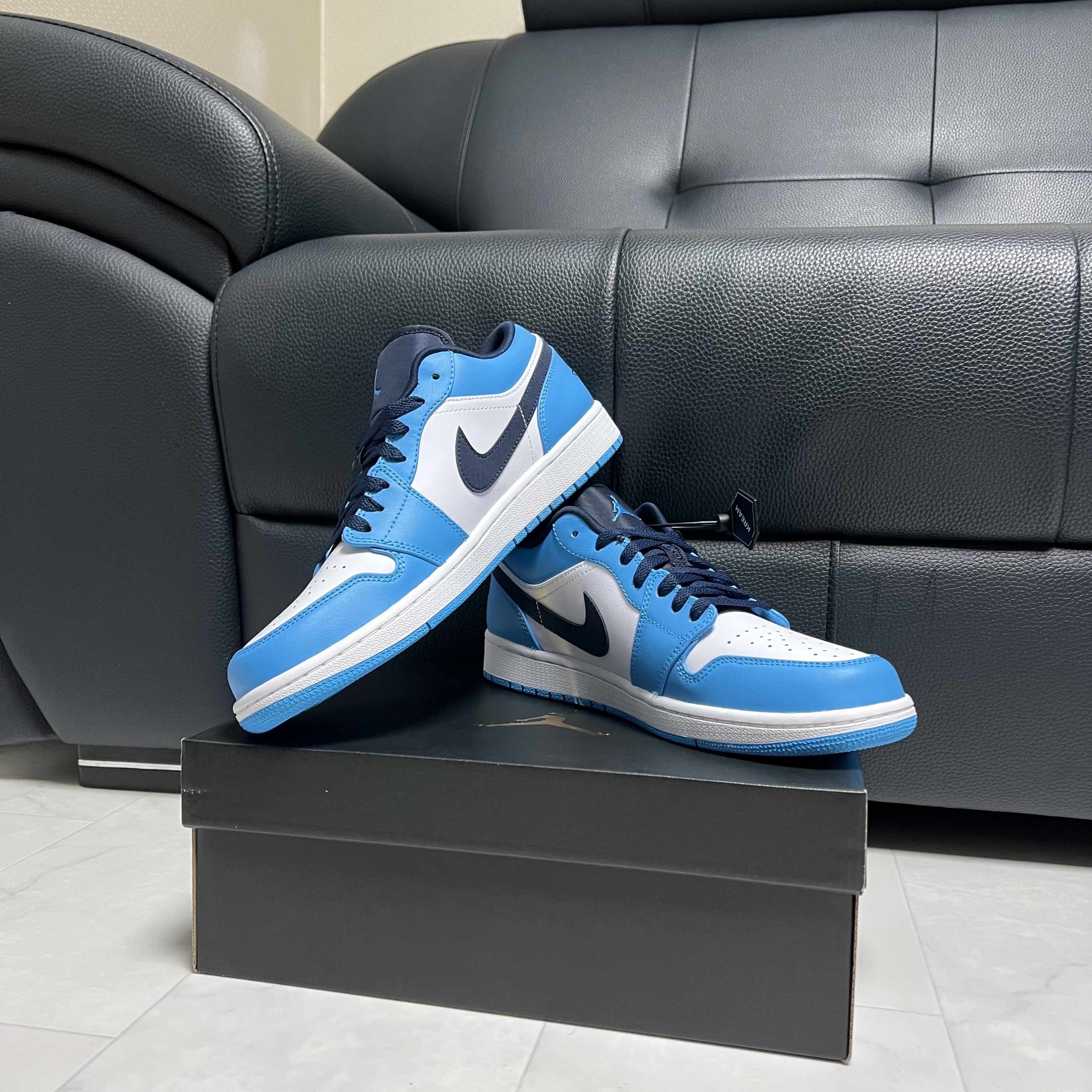 Jordan 1 Low Dark Powder Blue, (GS) Jordan 1 Low Dark Powder Blue 착용 스타일