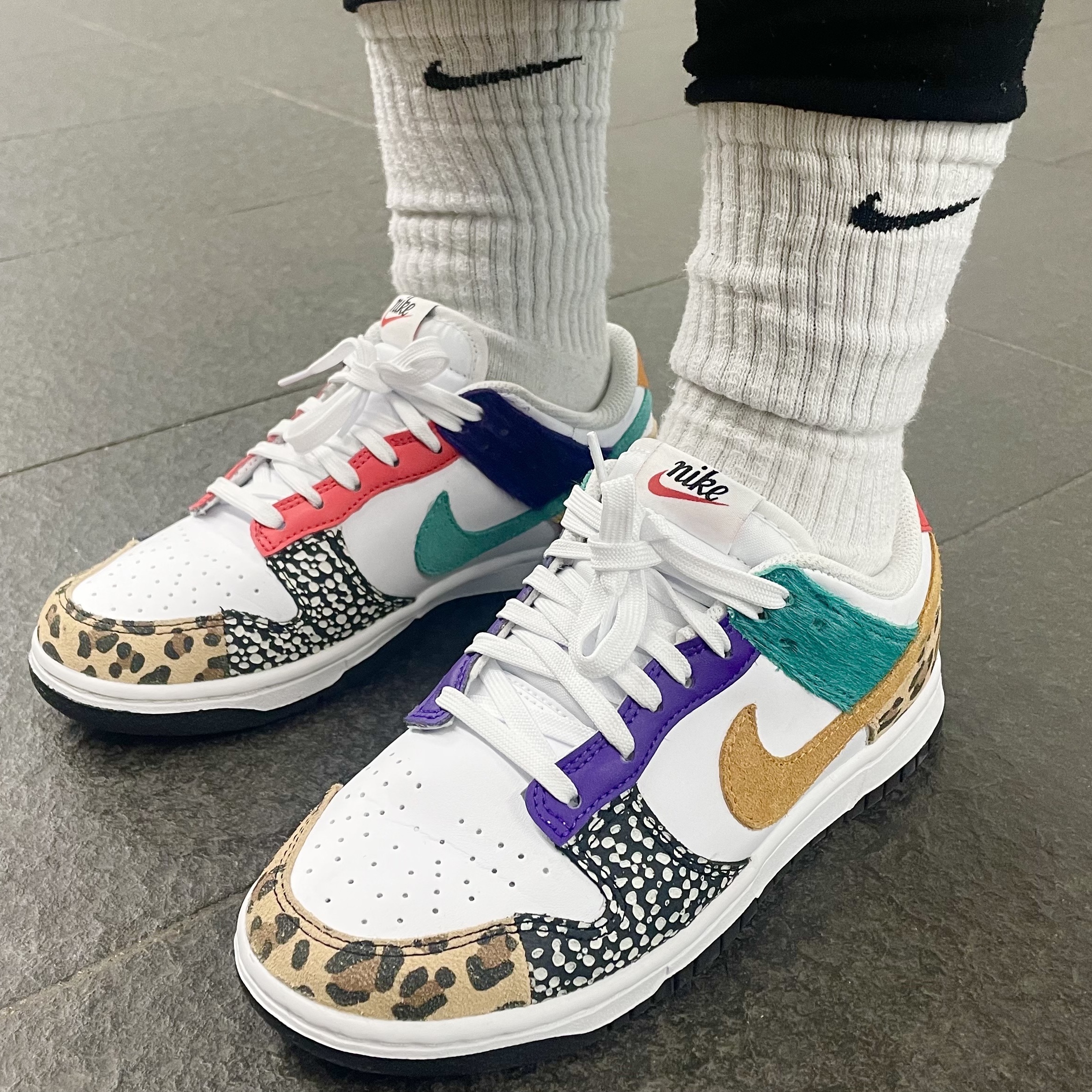 (W) Nike Dunk Low SE Patchwork 착용 스타일 - 1