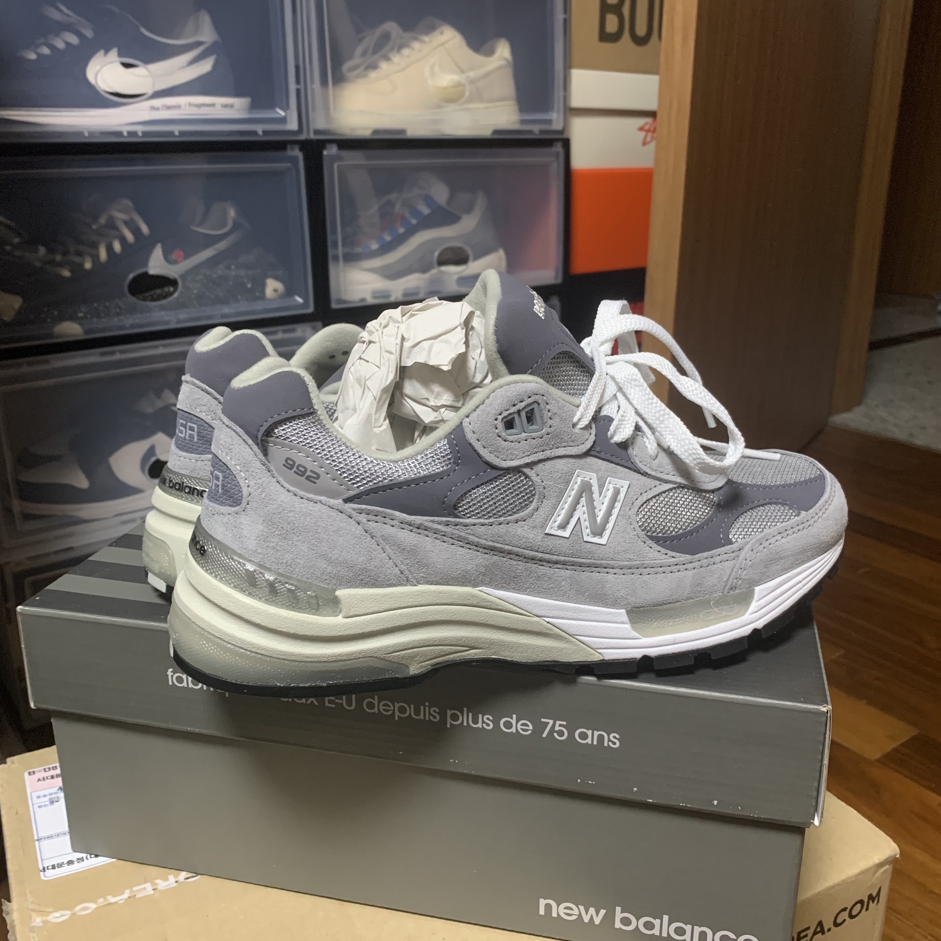 New Balance 992 Made in USA Grey - D Standard 착용 스타일 - 3