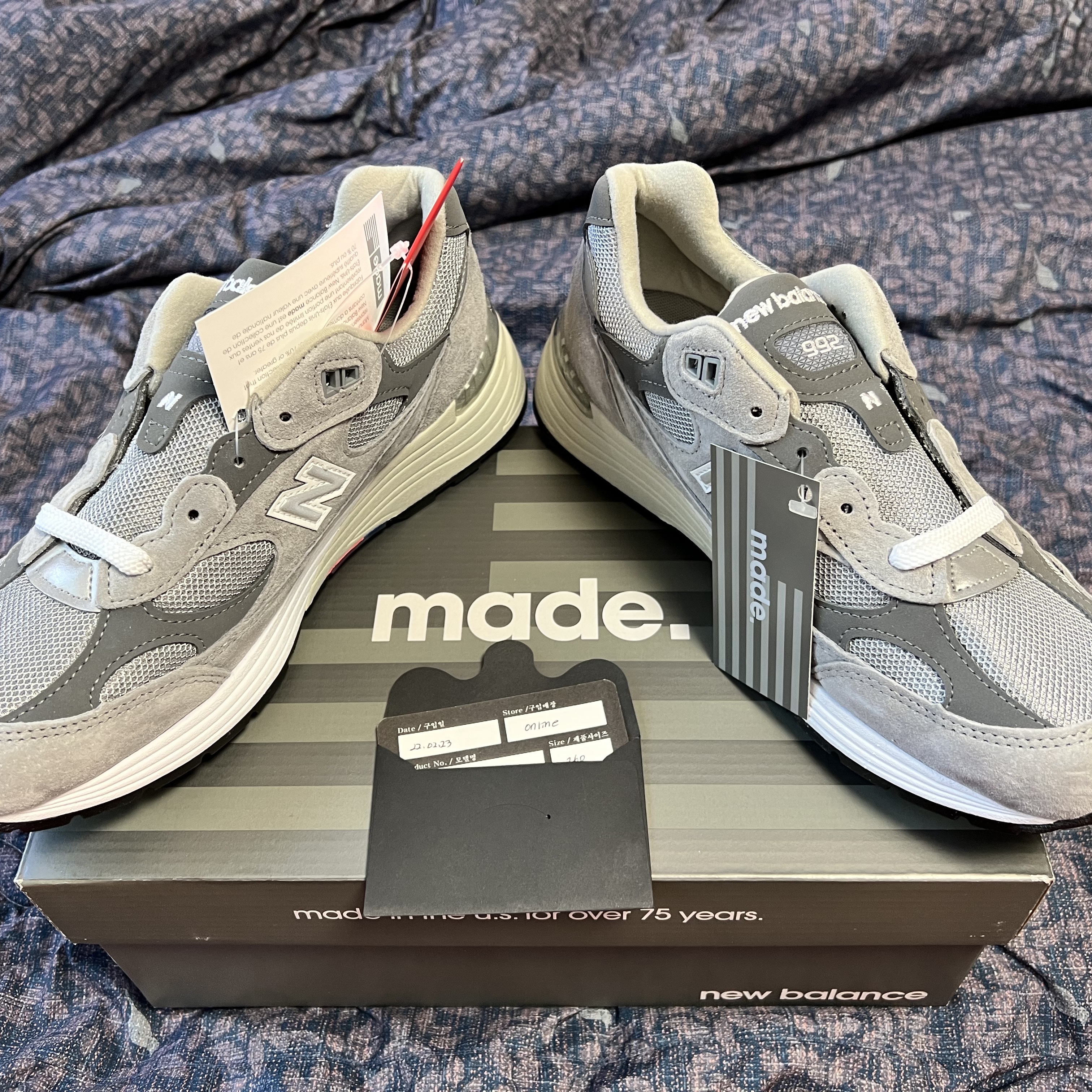 New Balance 992 Made in USA Grey - D Standard 착용 스타일 - 2