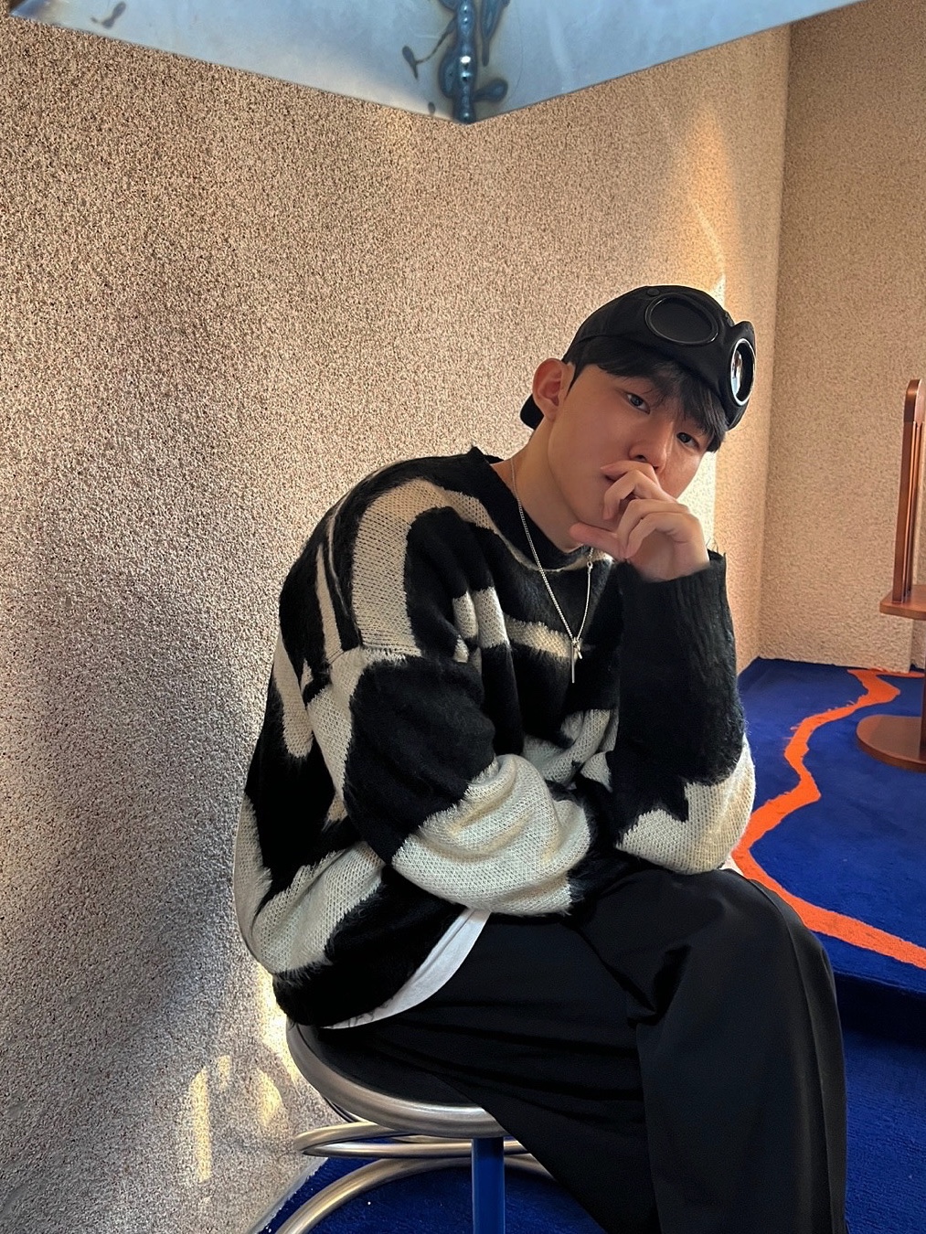 C.P. Company Goggle Back Logo Cap Black - 21SS 착용 스타일