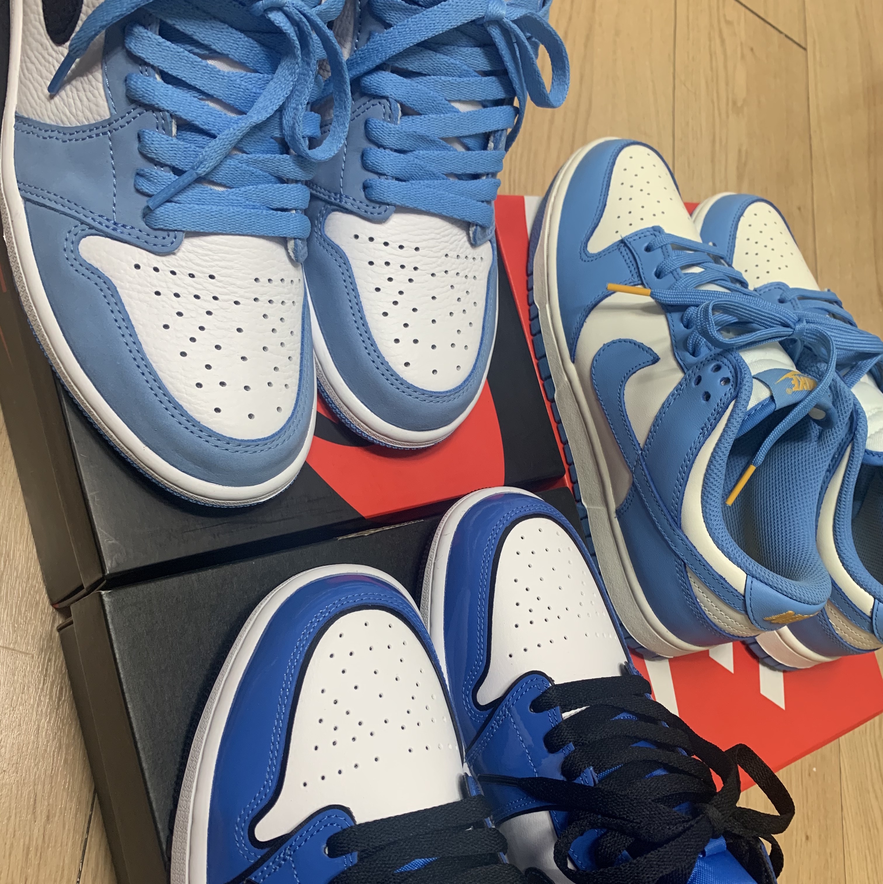 Jordan 1 Retro High OG University Blue, (W) Nike Dunk Low Coast 착용 스타일