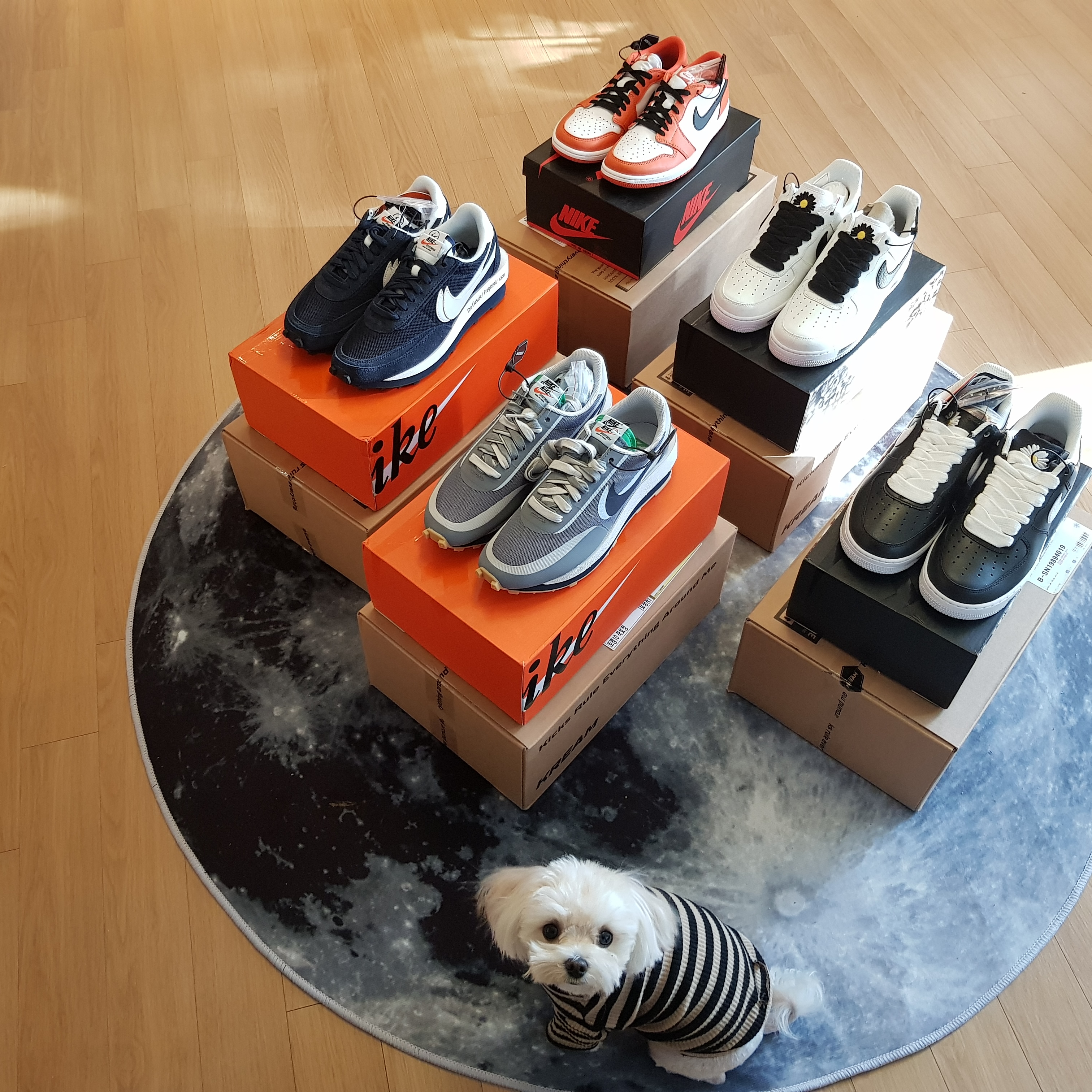 Nike x Sacai x Fragment LDWaffle Blackened Blue, Nike x Sacai x Clot LDWaffle Cool Grey 착용 스타일 - 3