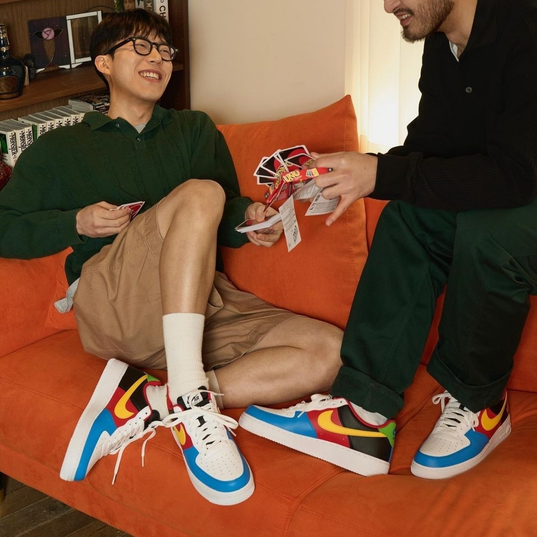 Nike x UNO Air Force 1 '07 QS White Yellow Zest 착용 스타일