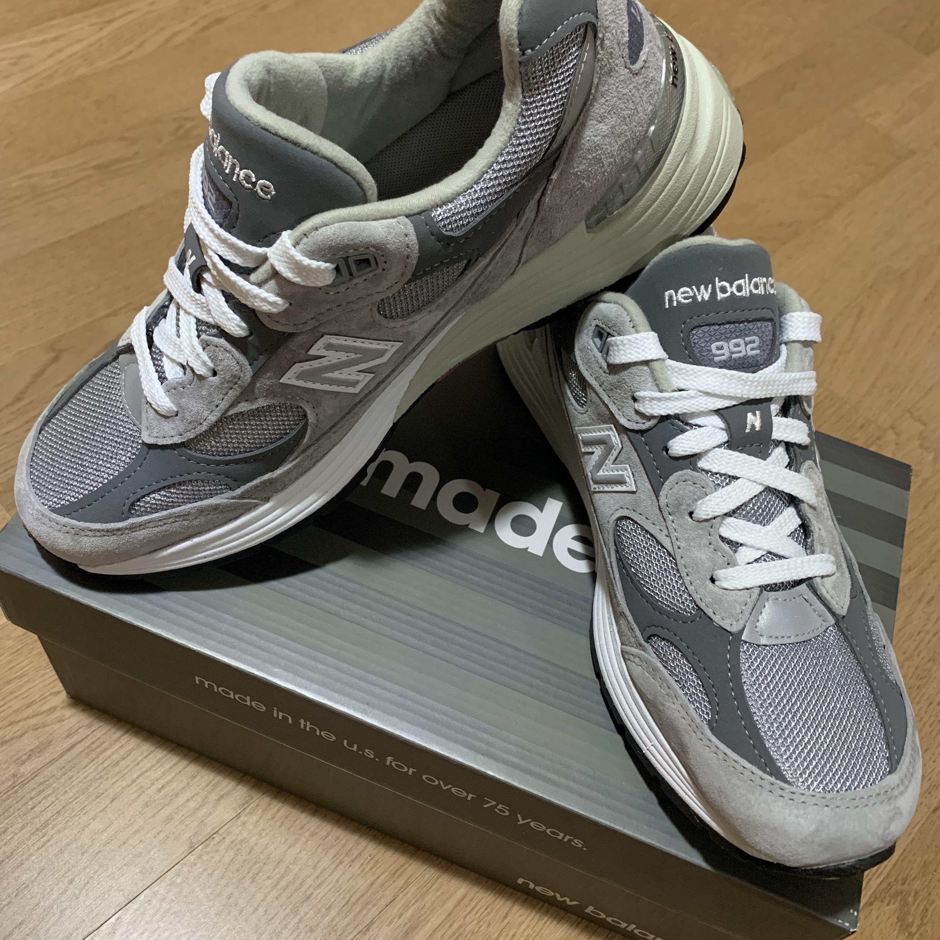 New Balance 992 Made in USA Grey - D Standard 착용 스타일 - 1