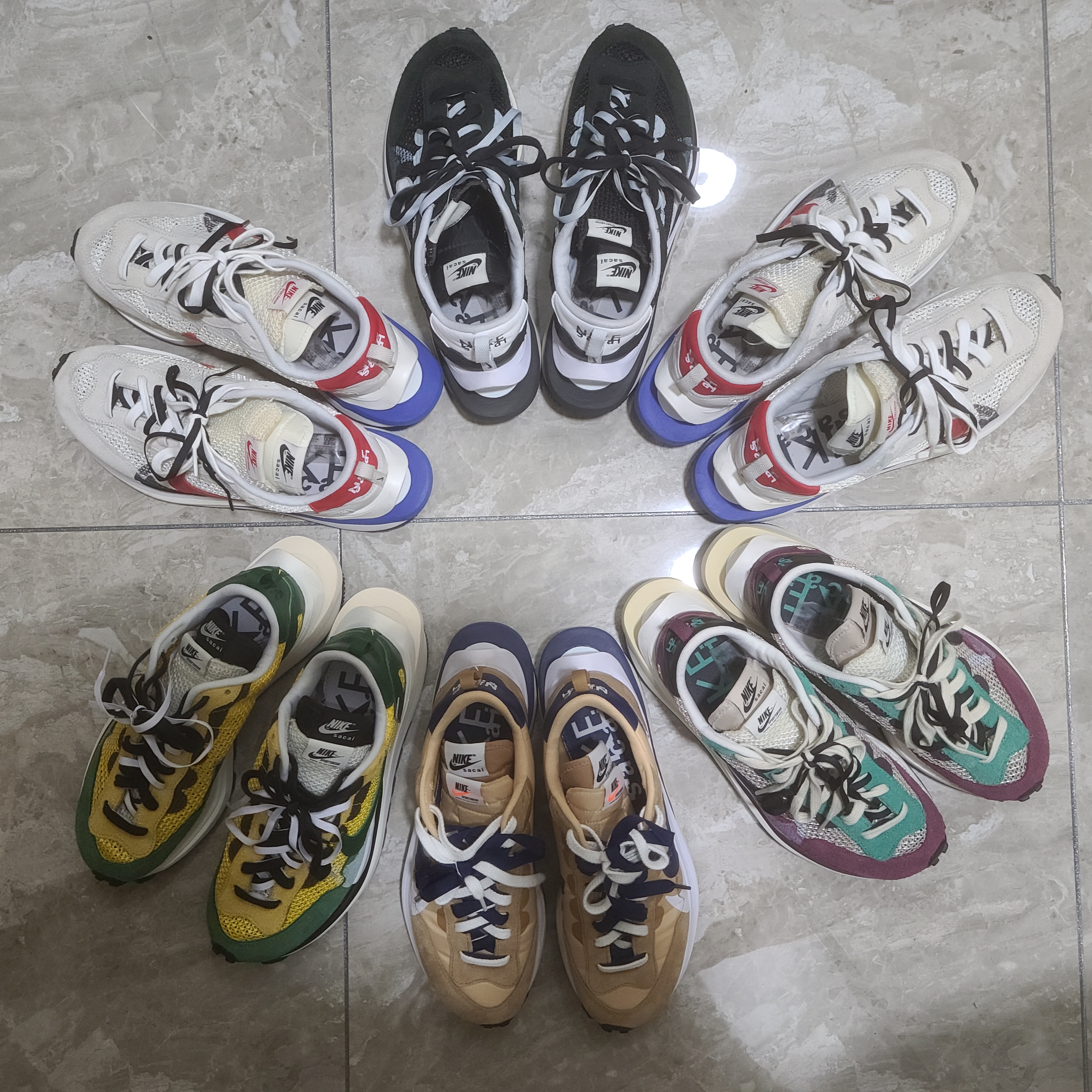 Nike x Sacai VaporWaffle Black White, Nike x Sacai VaporWaffle Royal Fuchsia 착용 스타일