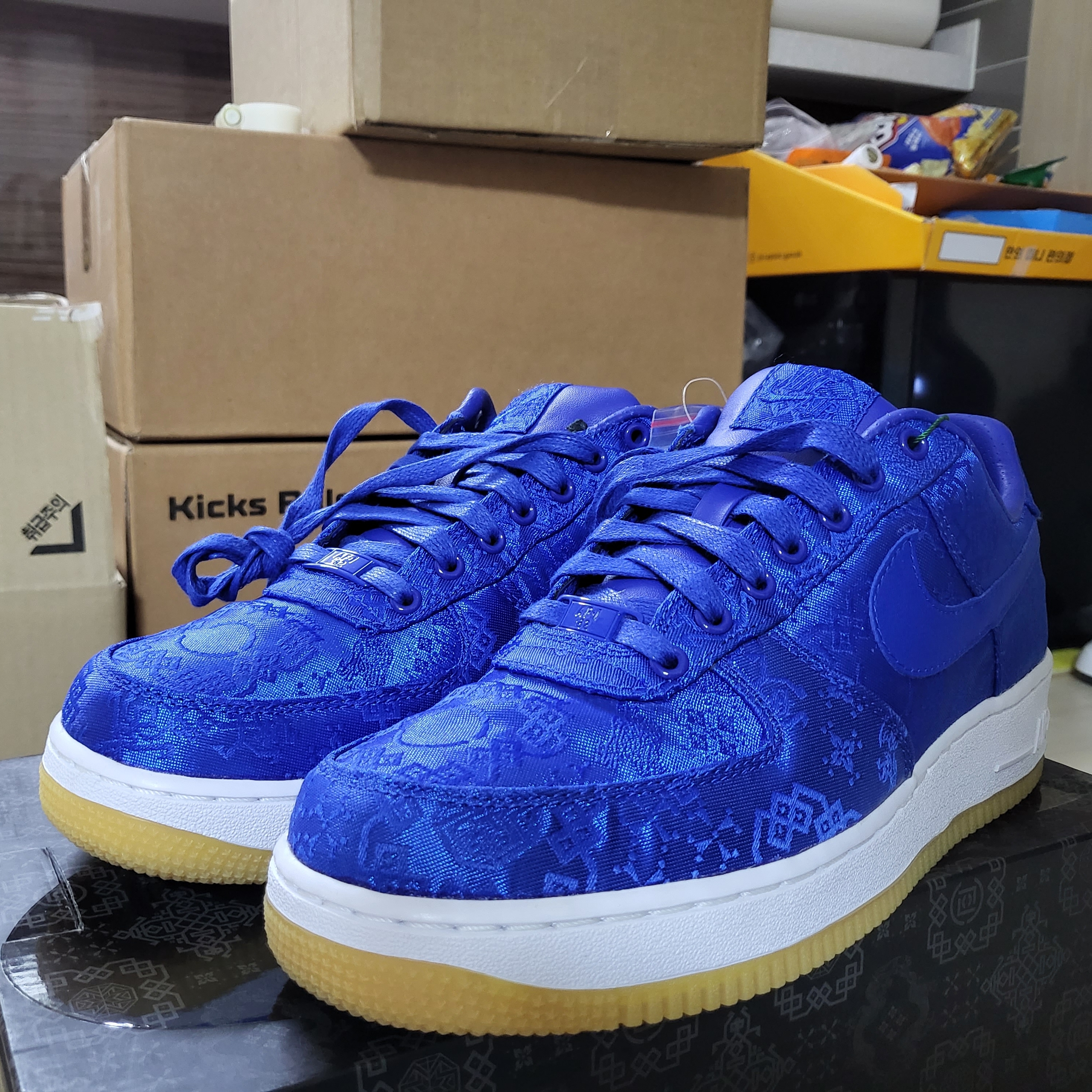 Nike x Clot Air Force 1 Low Blue Silk 착용 스타일