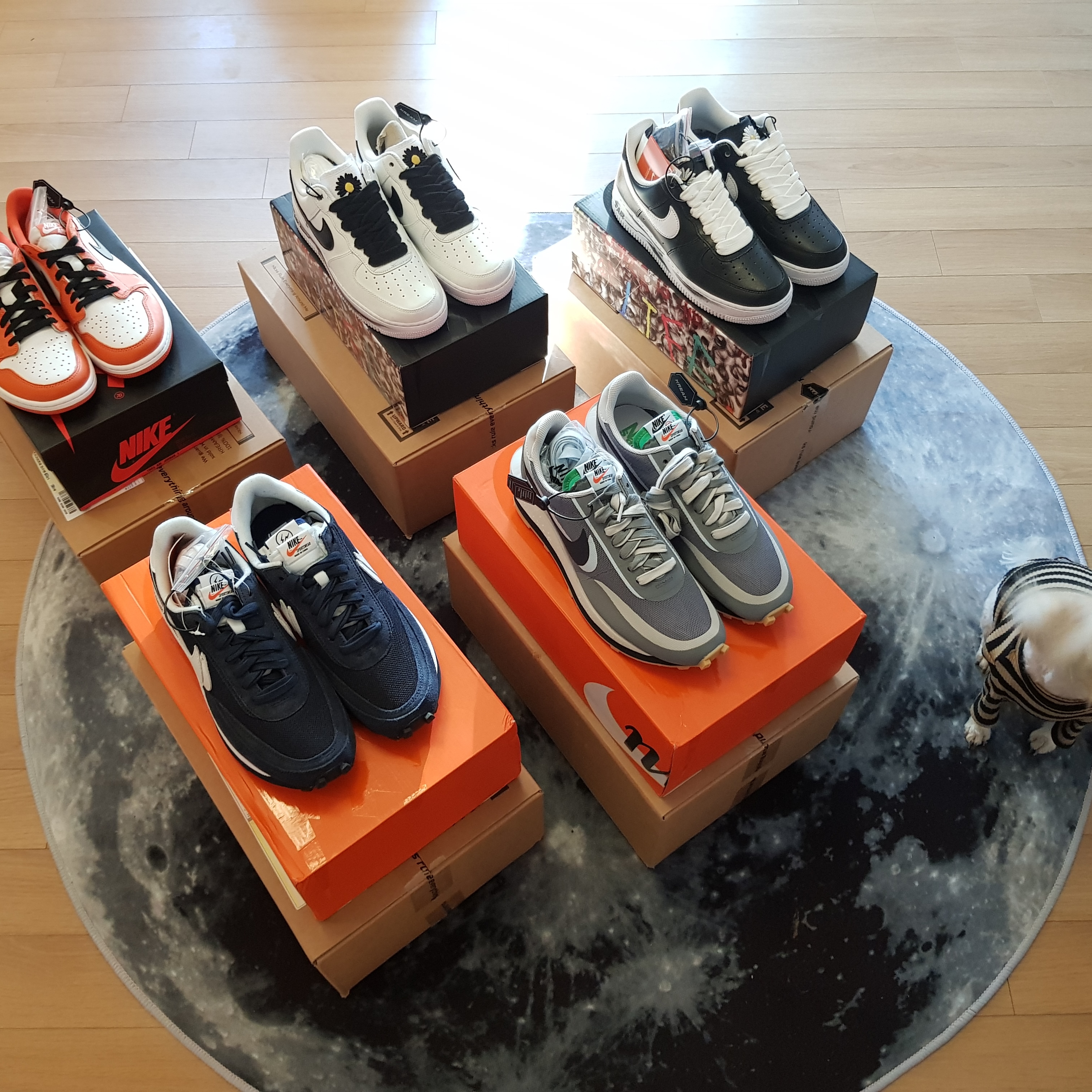 Nike x Sacai x Fragment LDWaffle Blackened Blue, Nike x Sacai x Clot LDWaffle Cool Grey 착용 스타일 - 2