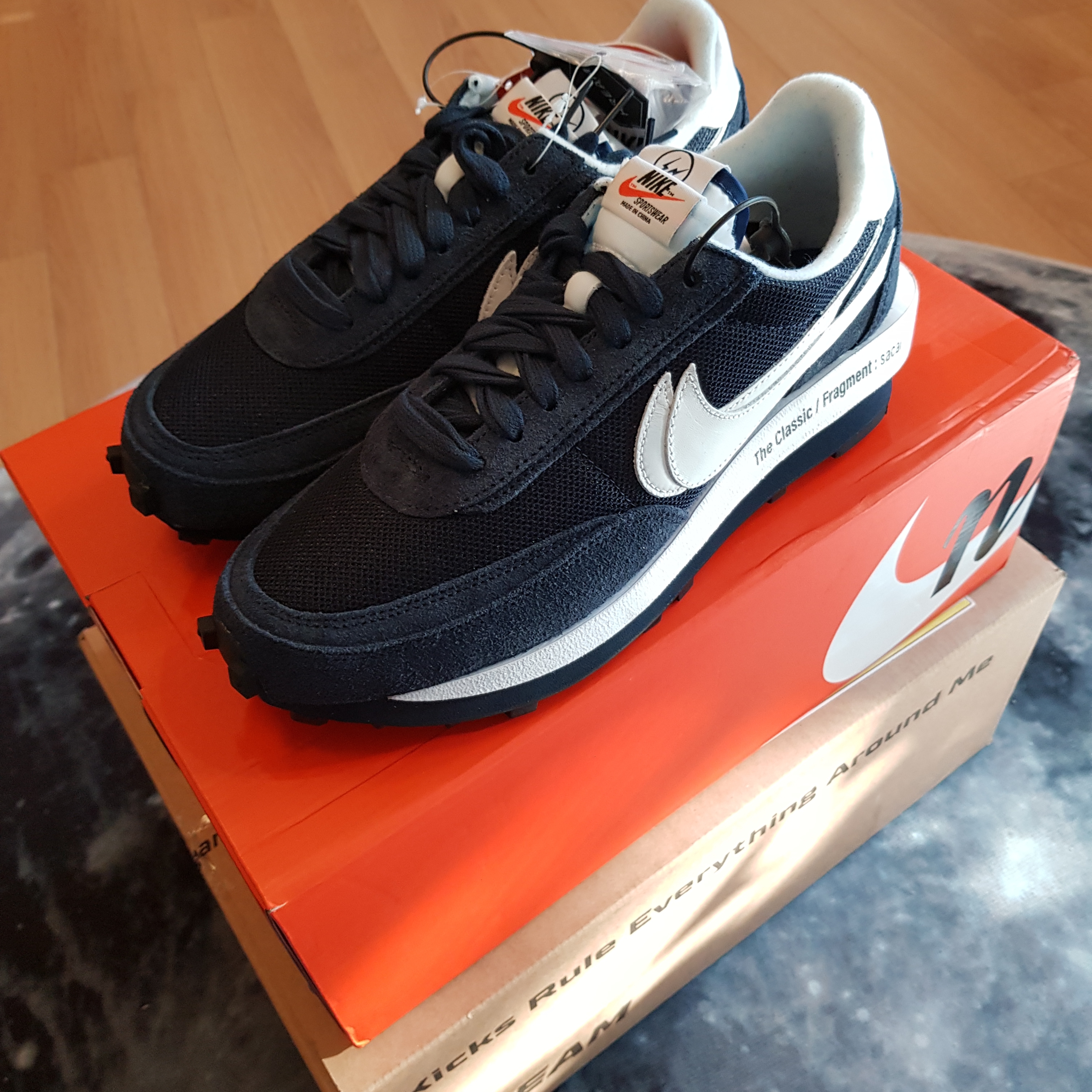 Nike x Sacai x Fragment LDWaffle Blackened Blue 착용 스타일