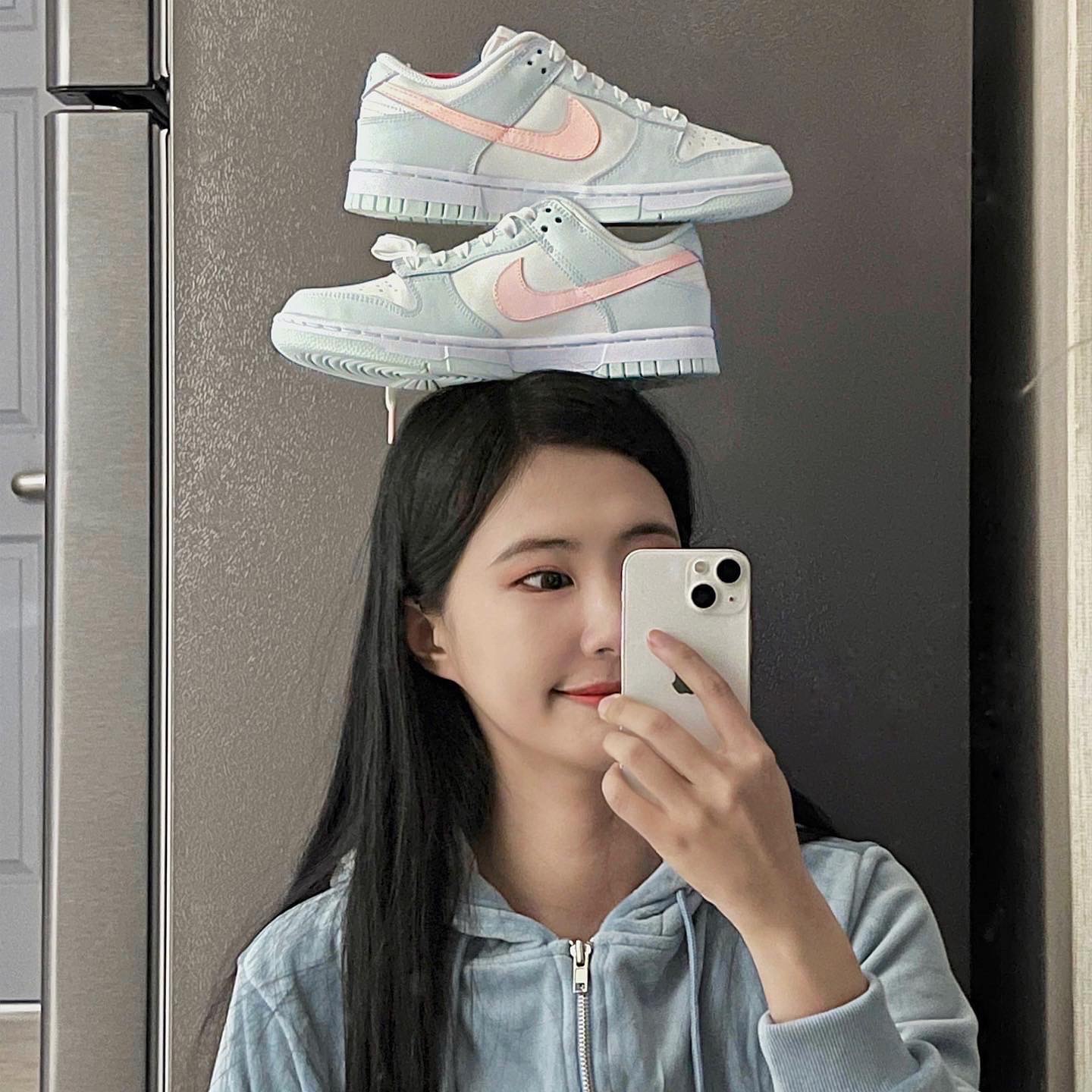 (W) Nike Dunk Low Barely Green 착용 스타일