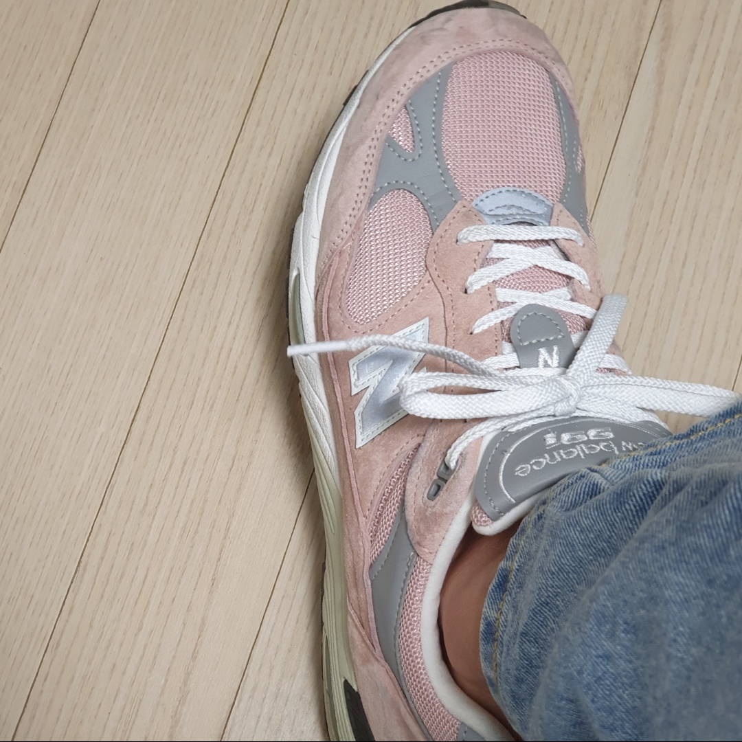 New Balance 991 Made in UK Shy Pink 착용 스타일