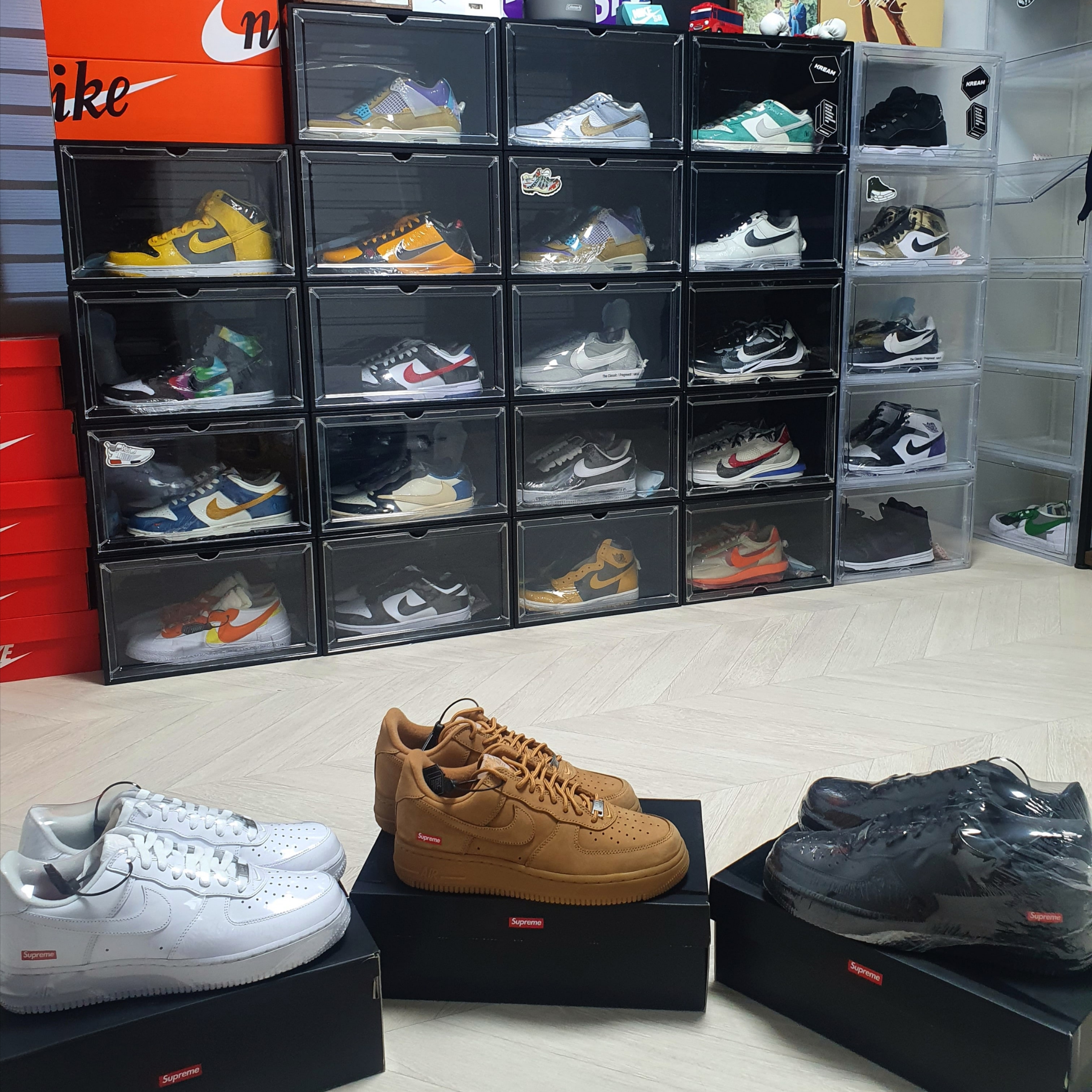 Nike x Supreme Air Force 1 Low White, Nike x Supreme Air Force 1 Low Flax 착용 스타일