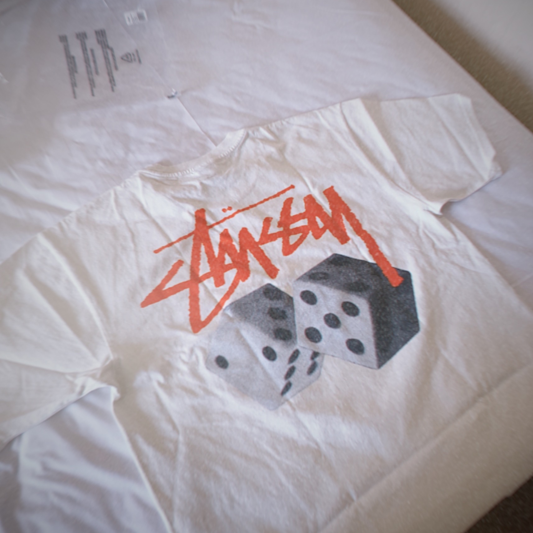 Stussy Roll The Dice Pigment Dyed T-Shirt Natural 착용 스타일 - 2