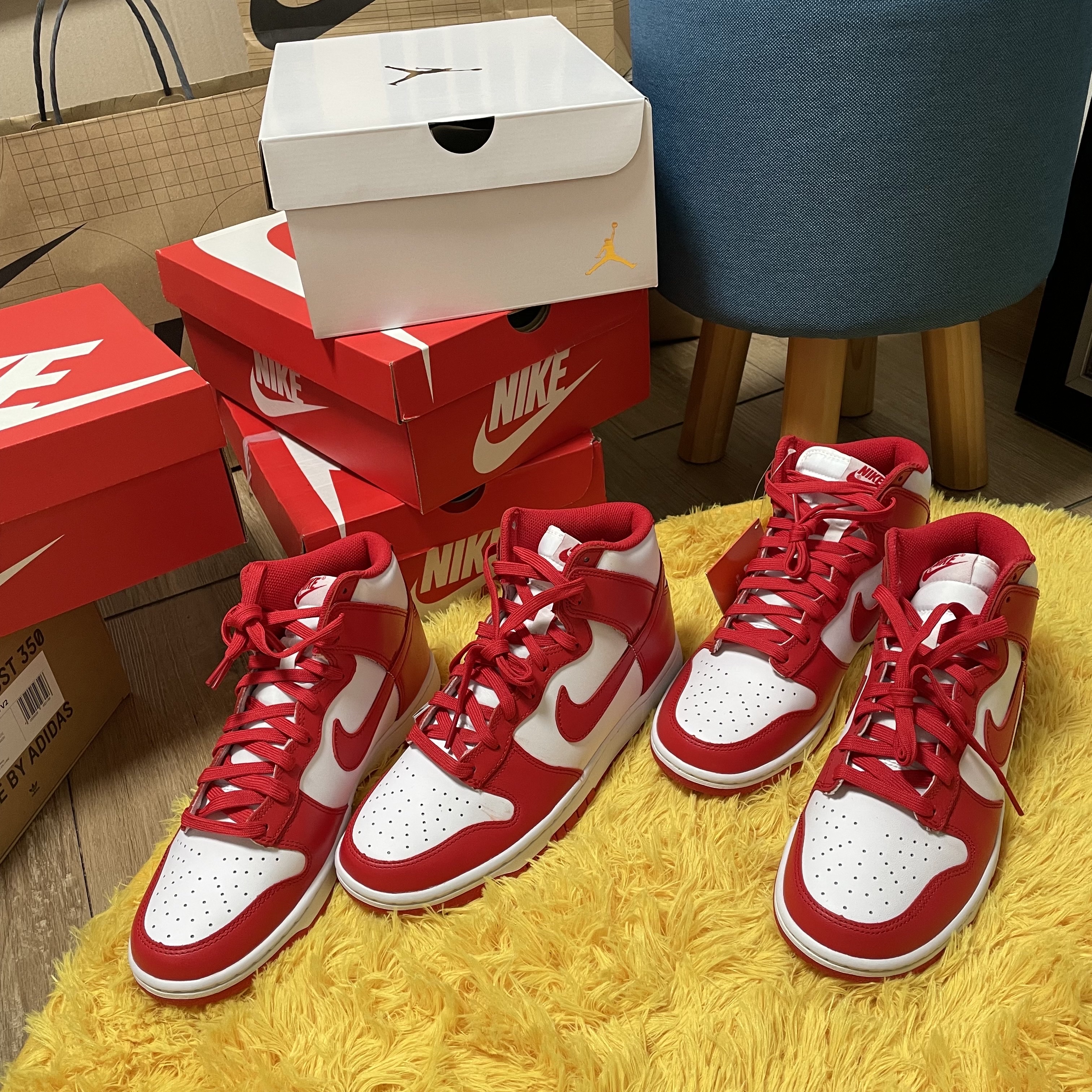 Nike Dunk High Retro Championship White and Red, (W) Nike Dunk High Pink Prime 착용 스타일 - 2
